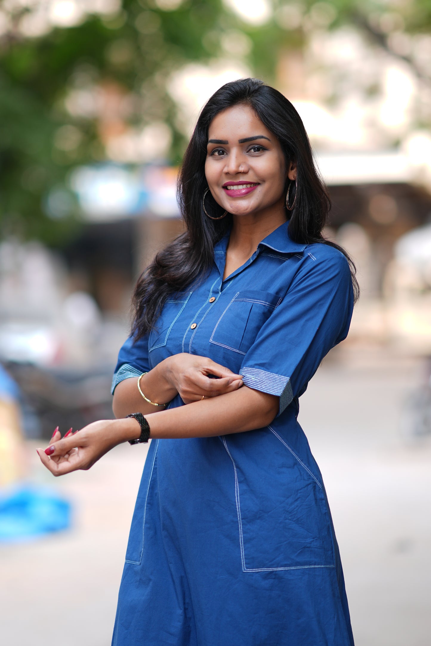 Blue Color Jaipur Cotton Stylish Frock