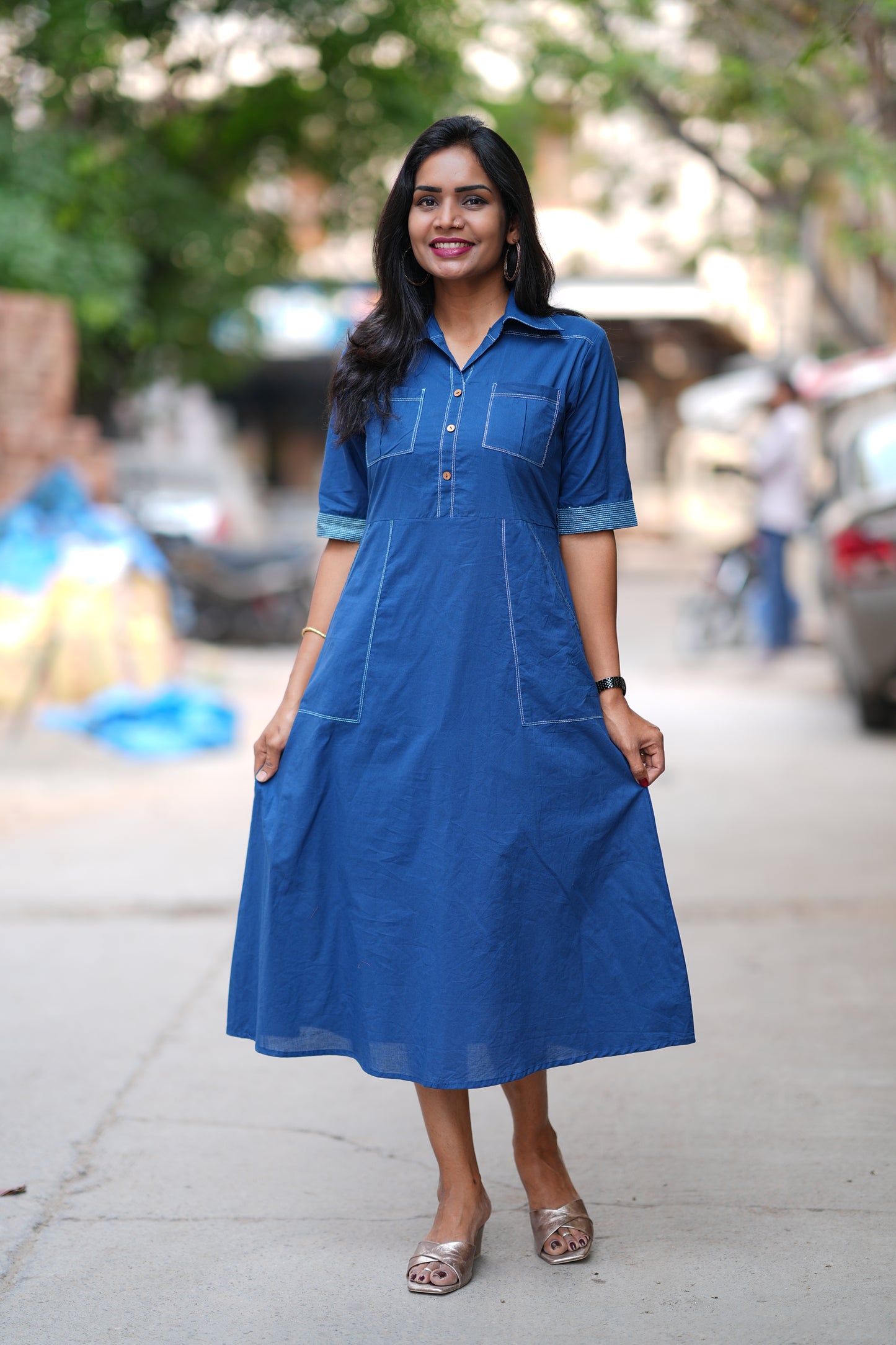 Blue Color Jaipur Cotton Stylish Frock