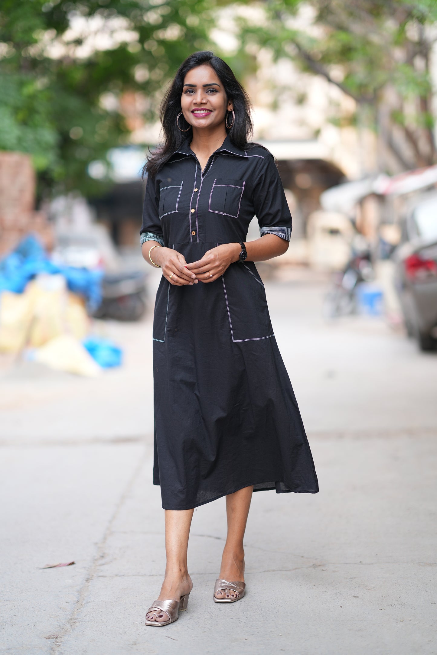 Black Color Jaipur Cotton Stylish Frock