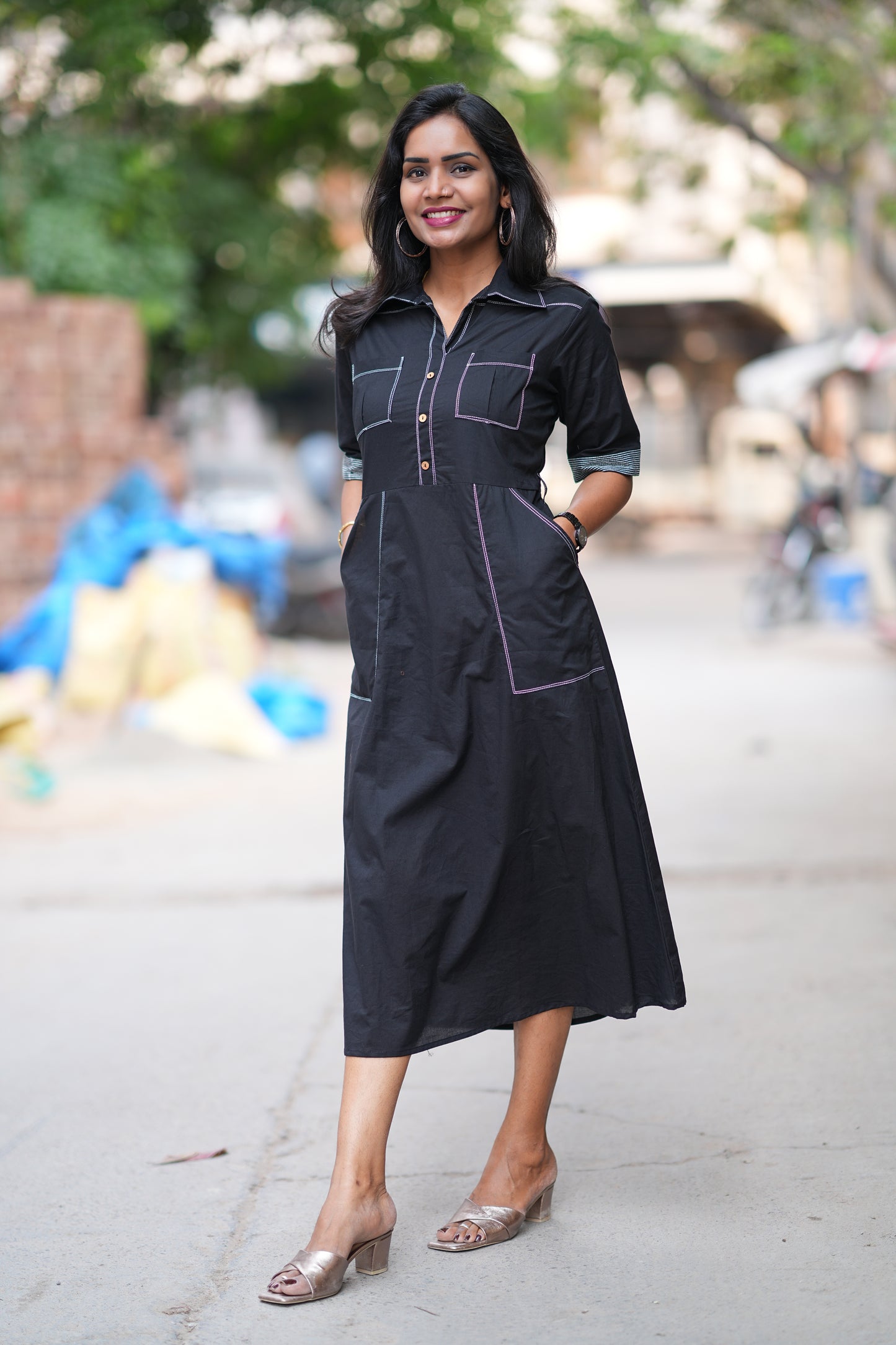 Black Color Jaipur Cotton Stylish Frock