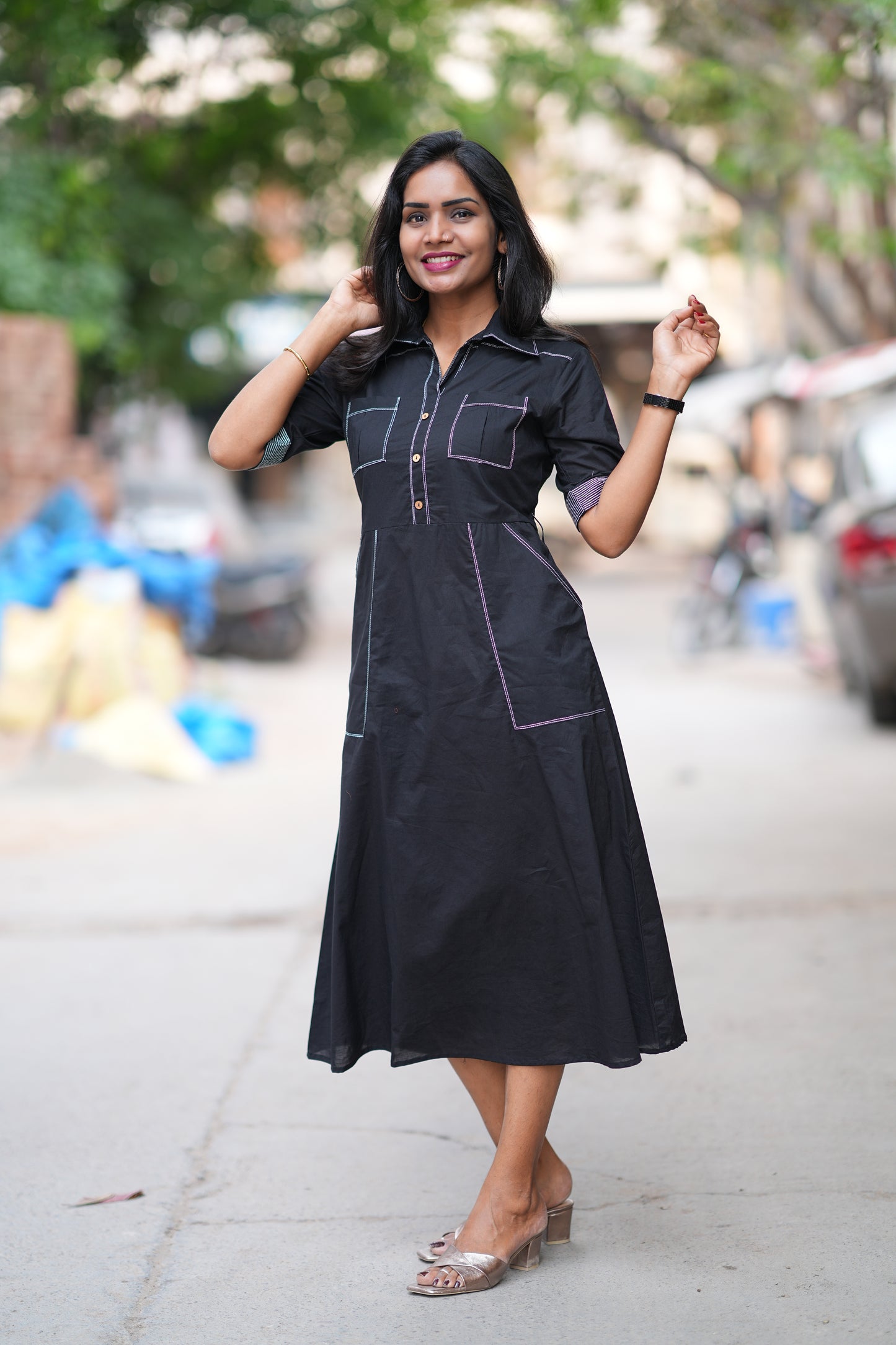 Black Color Jaipur Cotton Stylish Frock