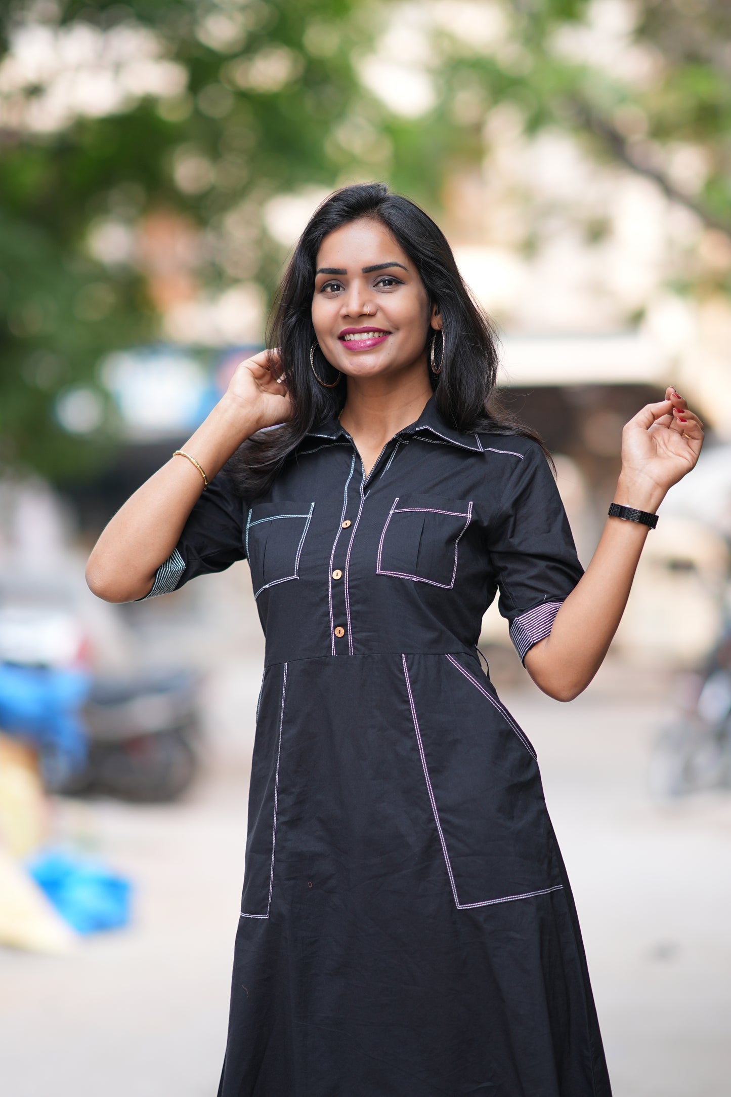 Black Color Jaipur Cotton Stylish Frock