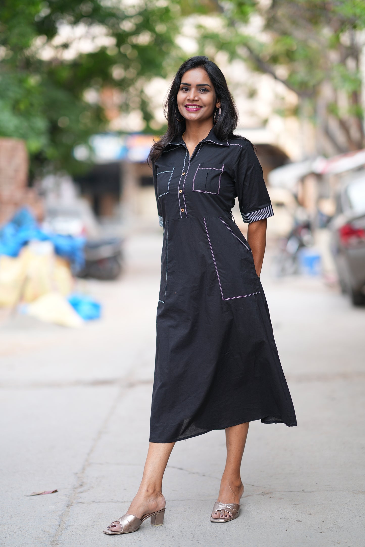 Black Color Jaipur Cotton Stylish Frock