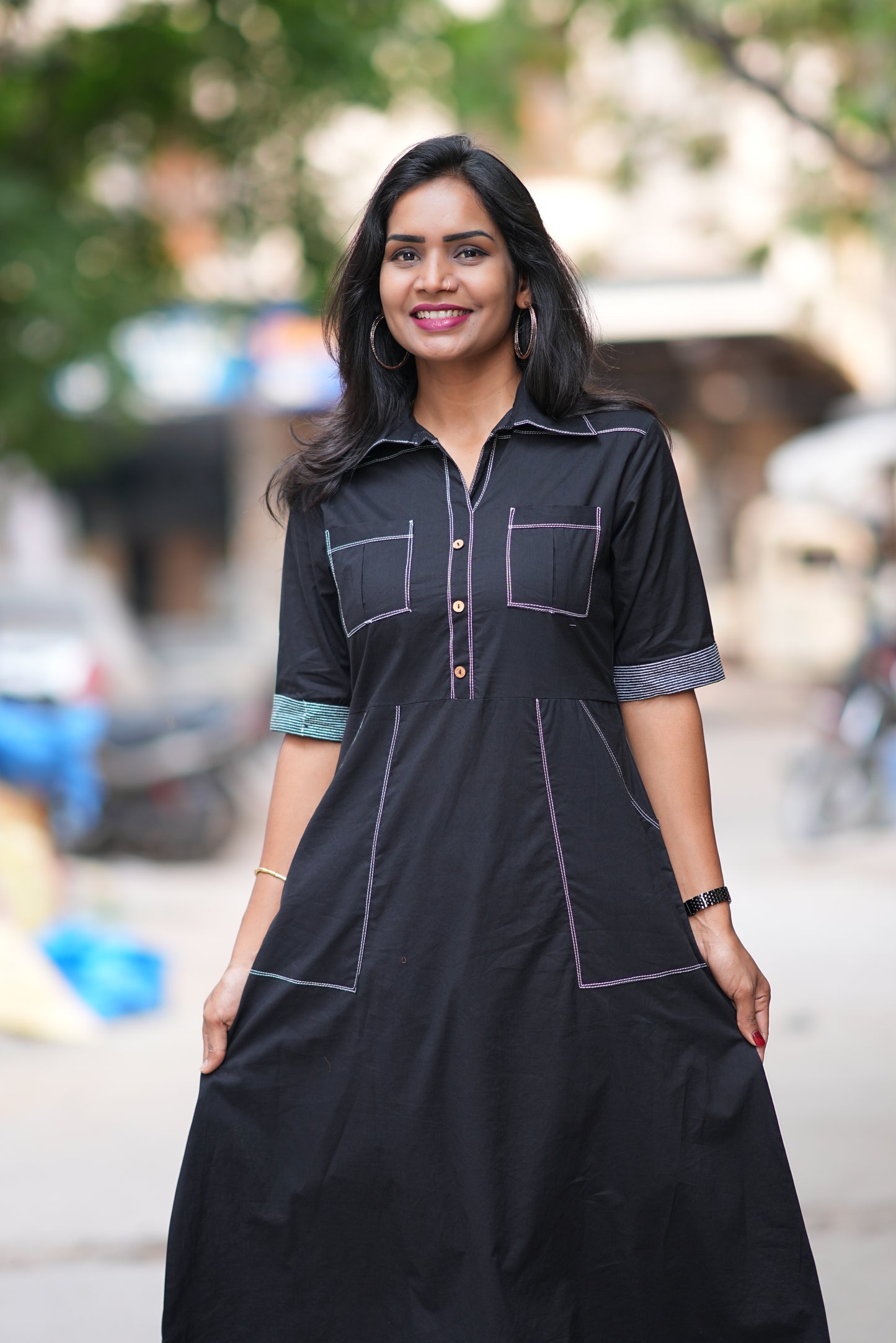 Black Color Jaipur Cotton Stylish Frock