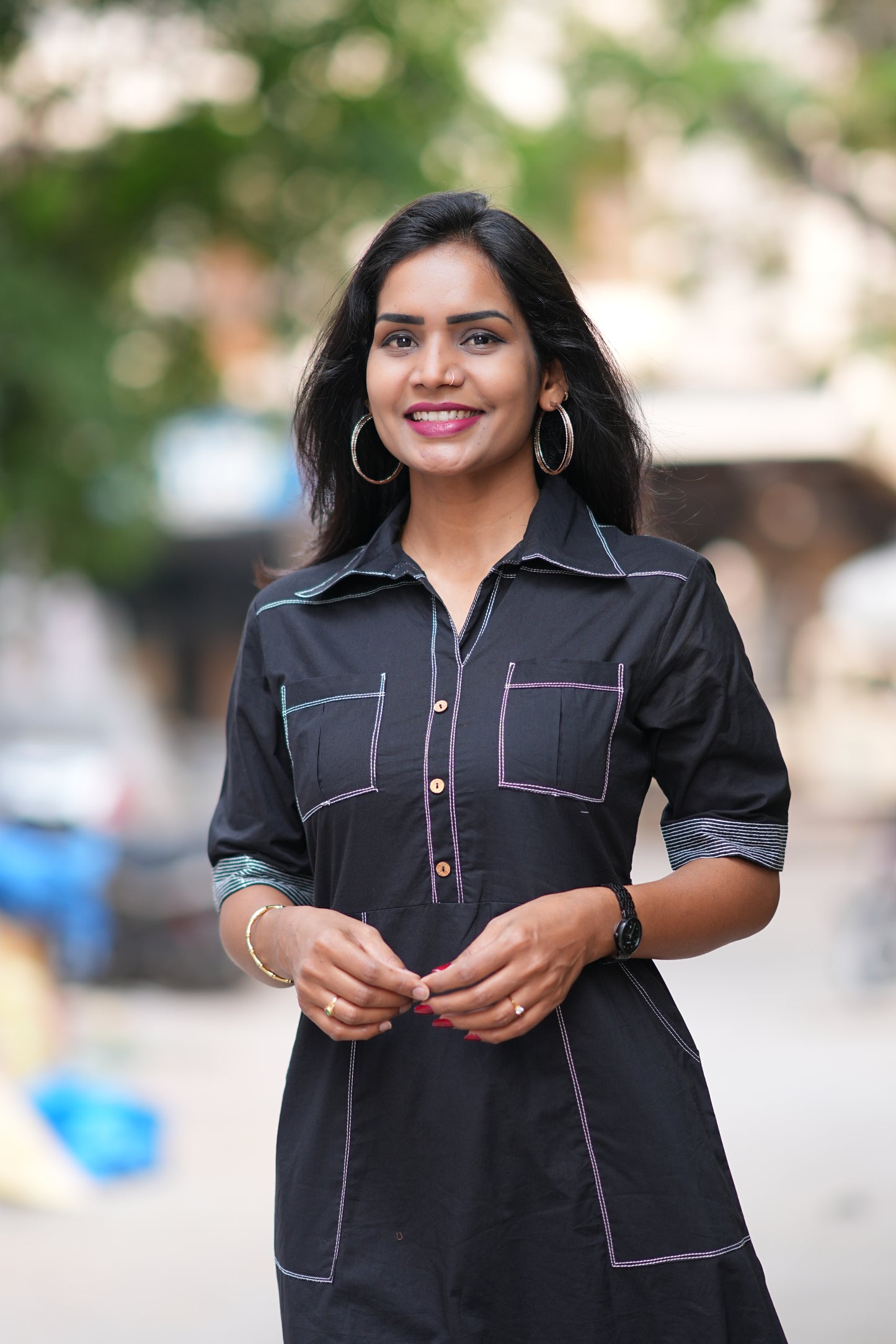 Black Color Jaipur Cotton Stylish Frock