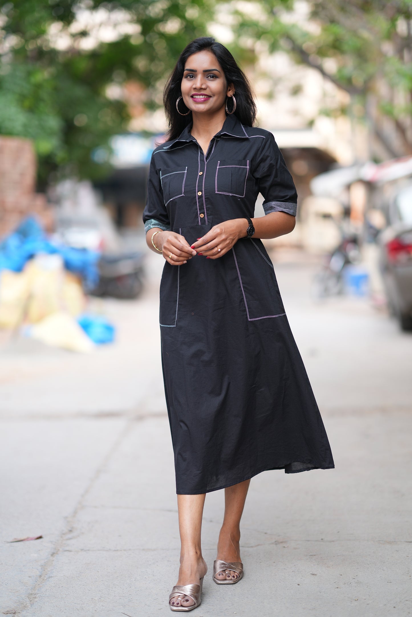 Black Color Jaipur Cotton Stylish Frock