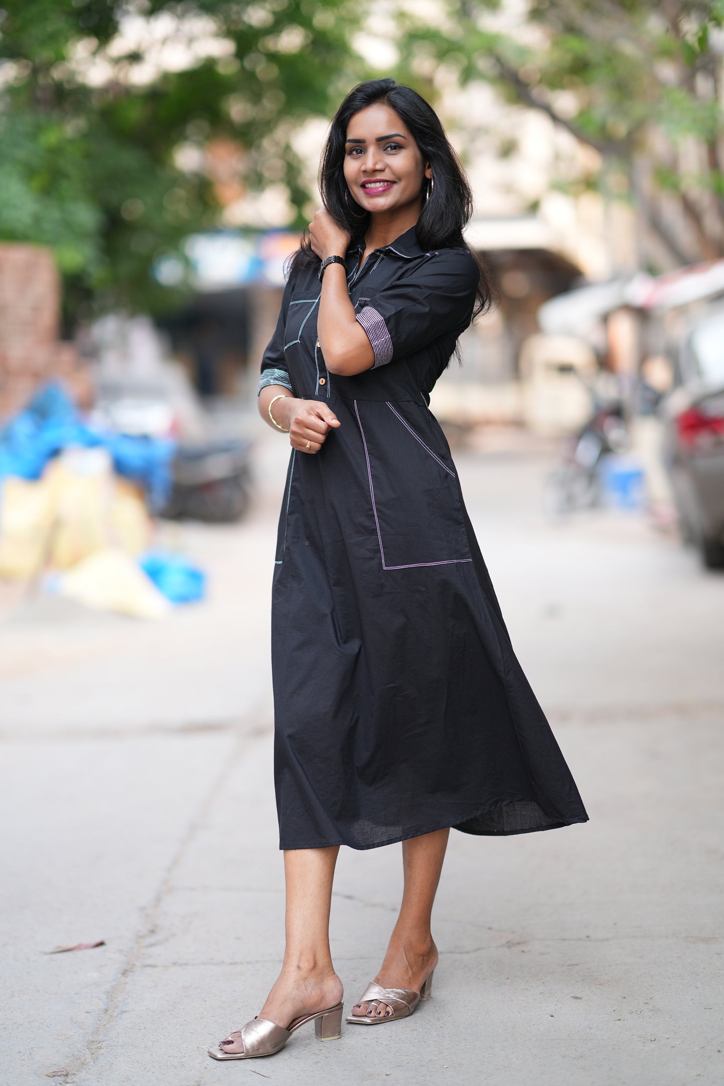 Black Color Jaipur Cotton Stylish Frock