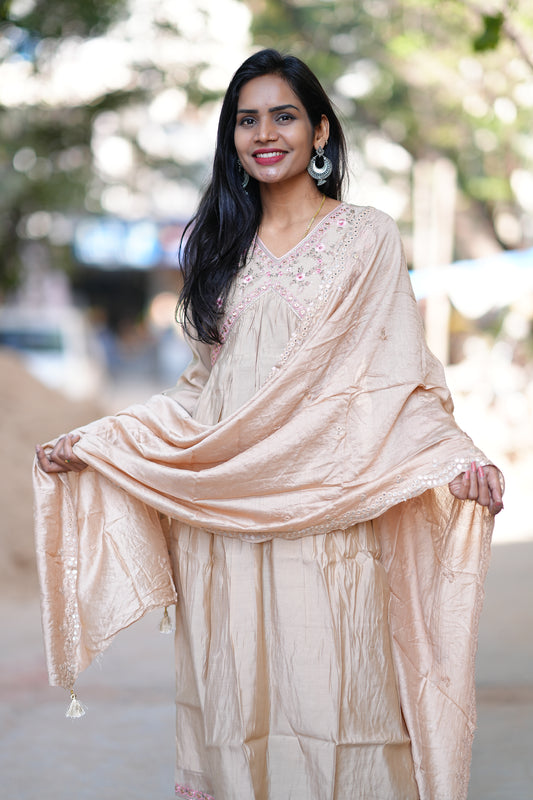 Tan Brandy color Designer Wear Duppata Set