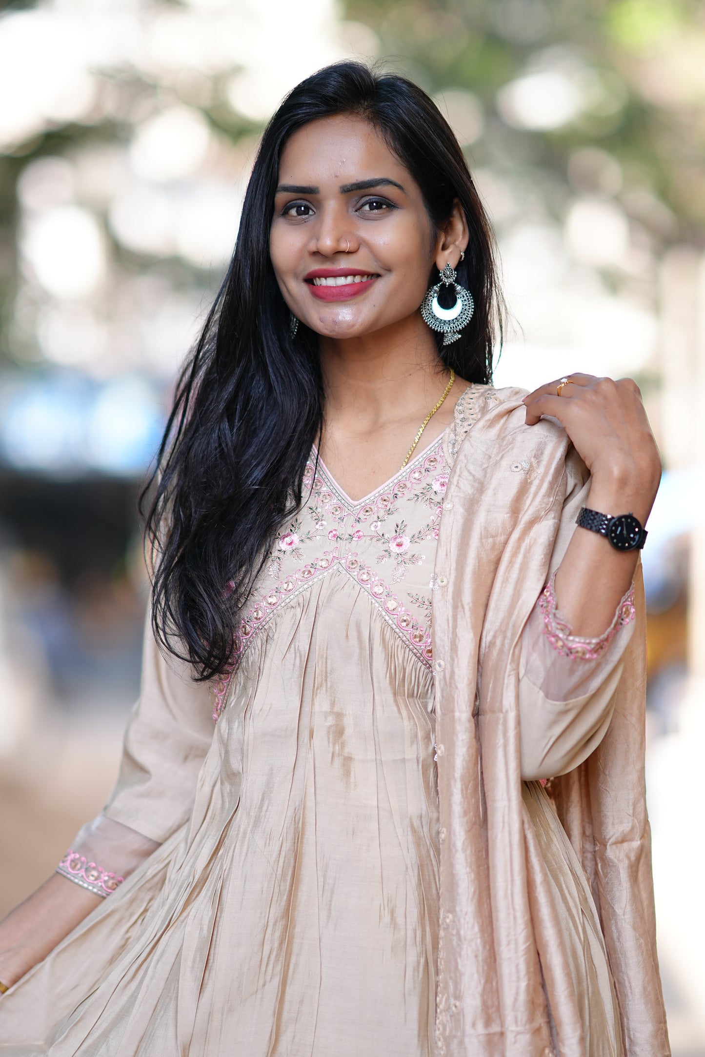 Tan Brandy color Designer Wear Duppata Set