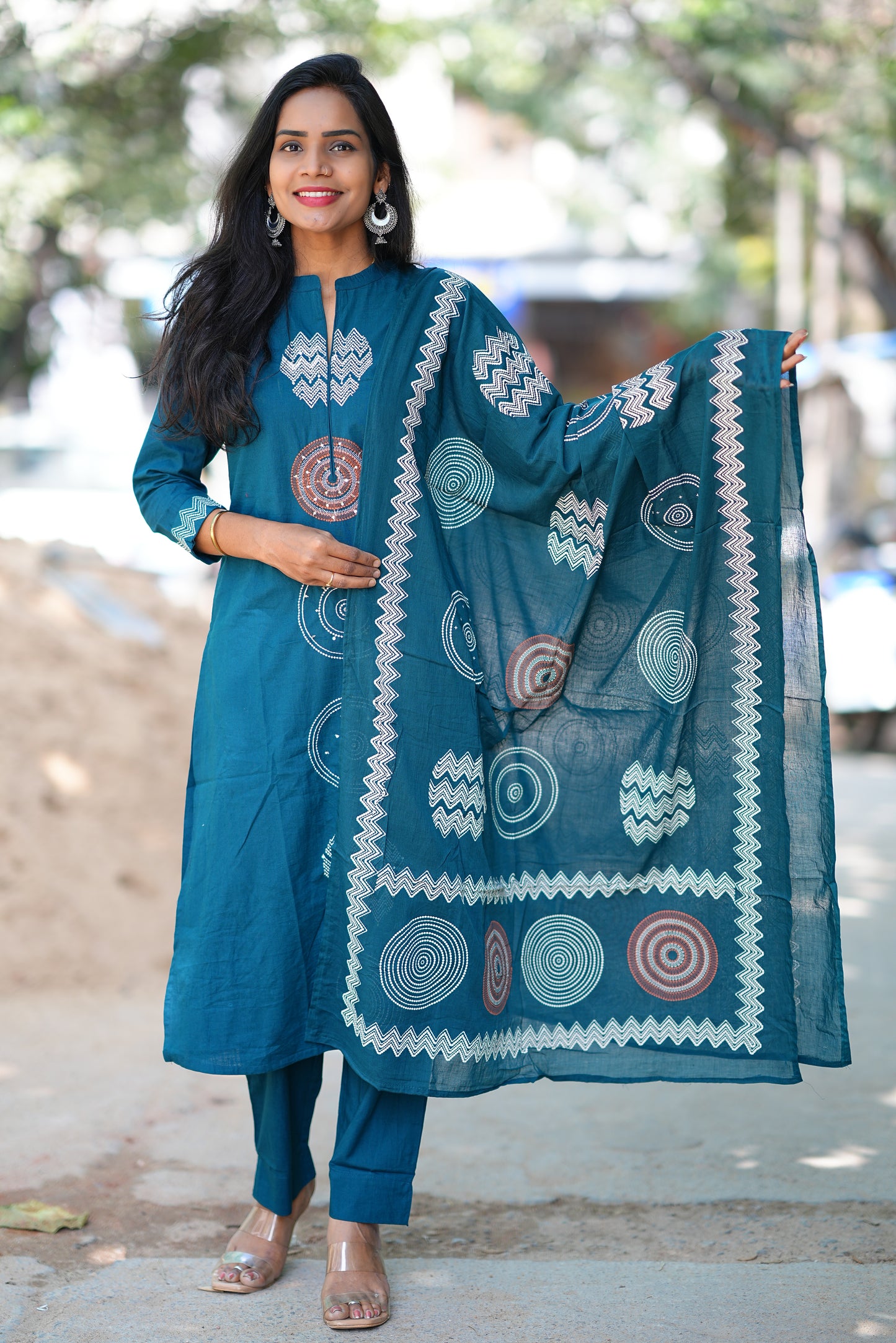 Russian Blue Color Jaipur Cotton 3 Piece Set
