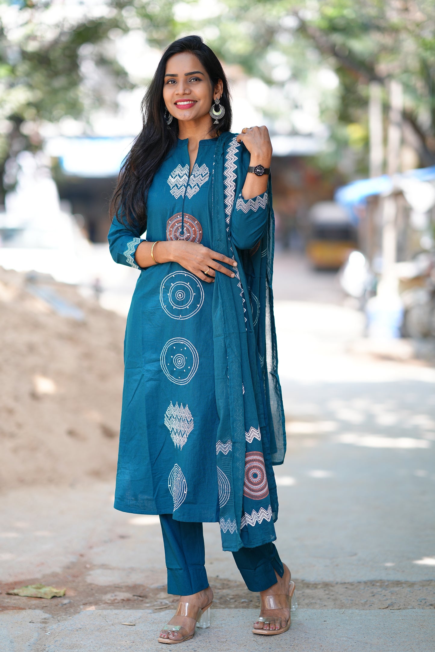 Russian Blue Color Jaipur Cotton 3 Piece Set