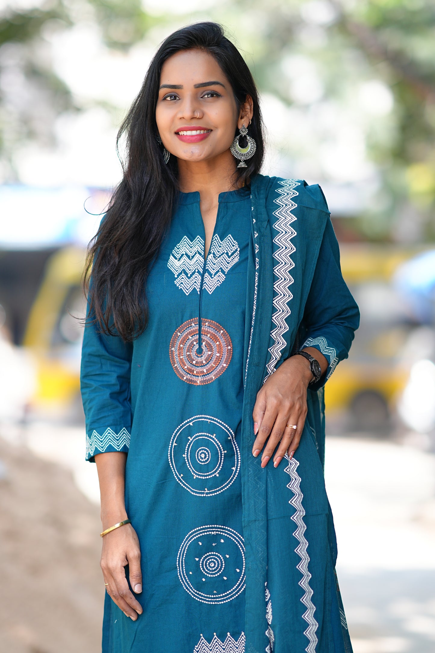 Russian Blue Color Jaipur Cotton 3 Piece Set