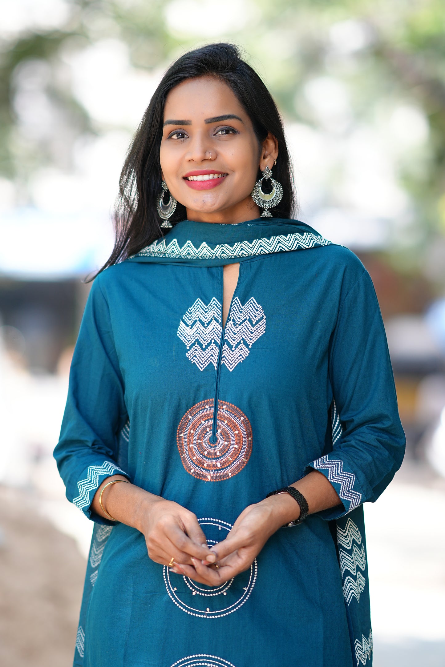 Russian Blue Color Jaipur Cotton 3 Piece Set