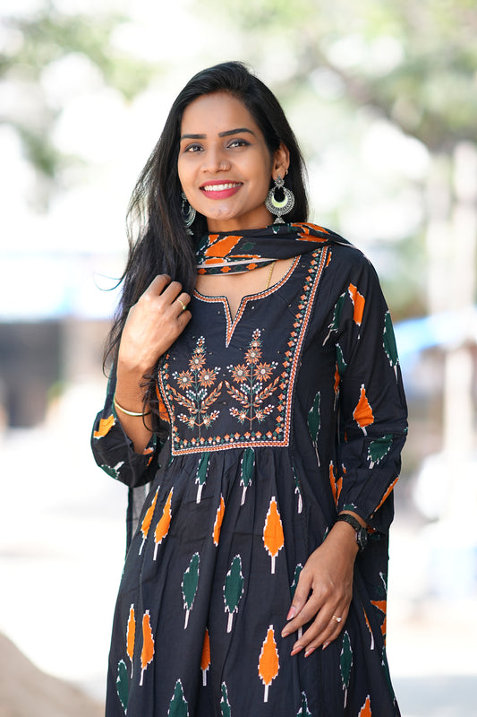 Black Red Combo Jaipur Cotton 3 Piece Set