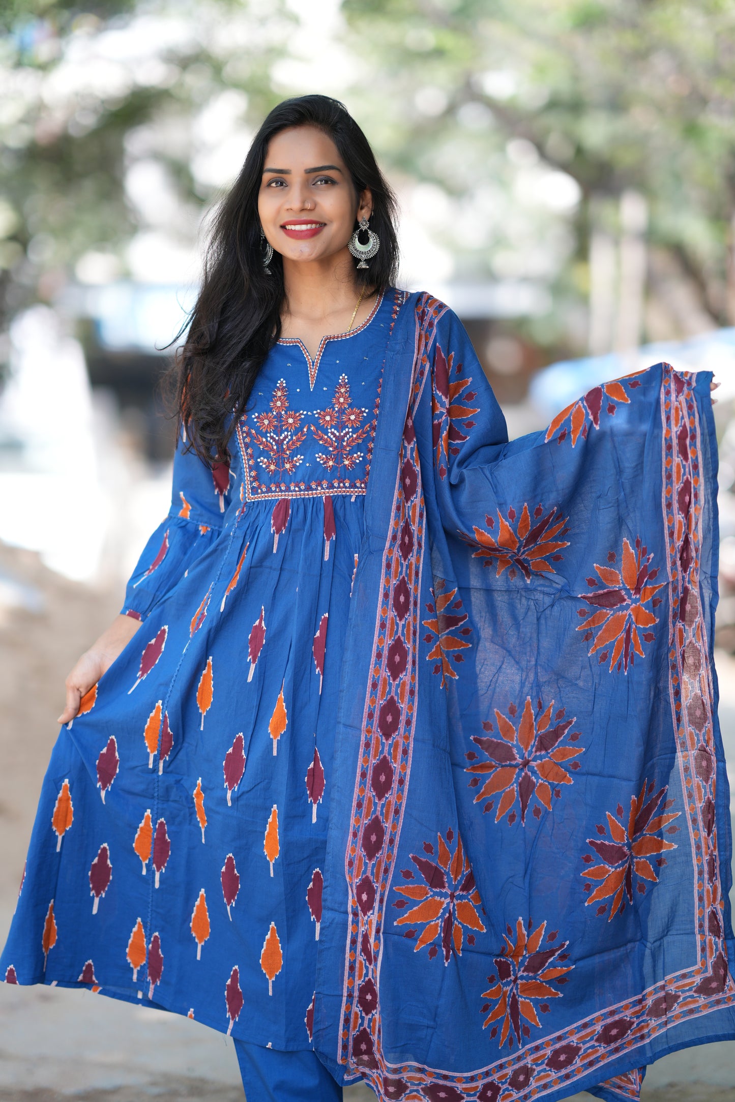 Blue Red Combo Jaipur Cotton 3 Piece Set