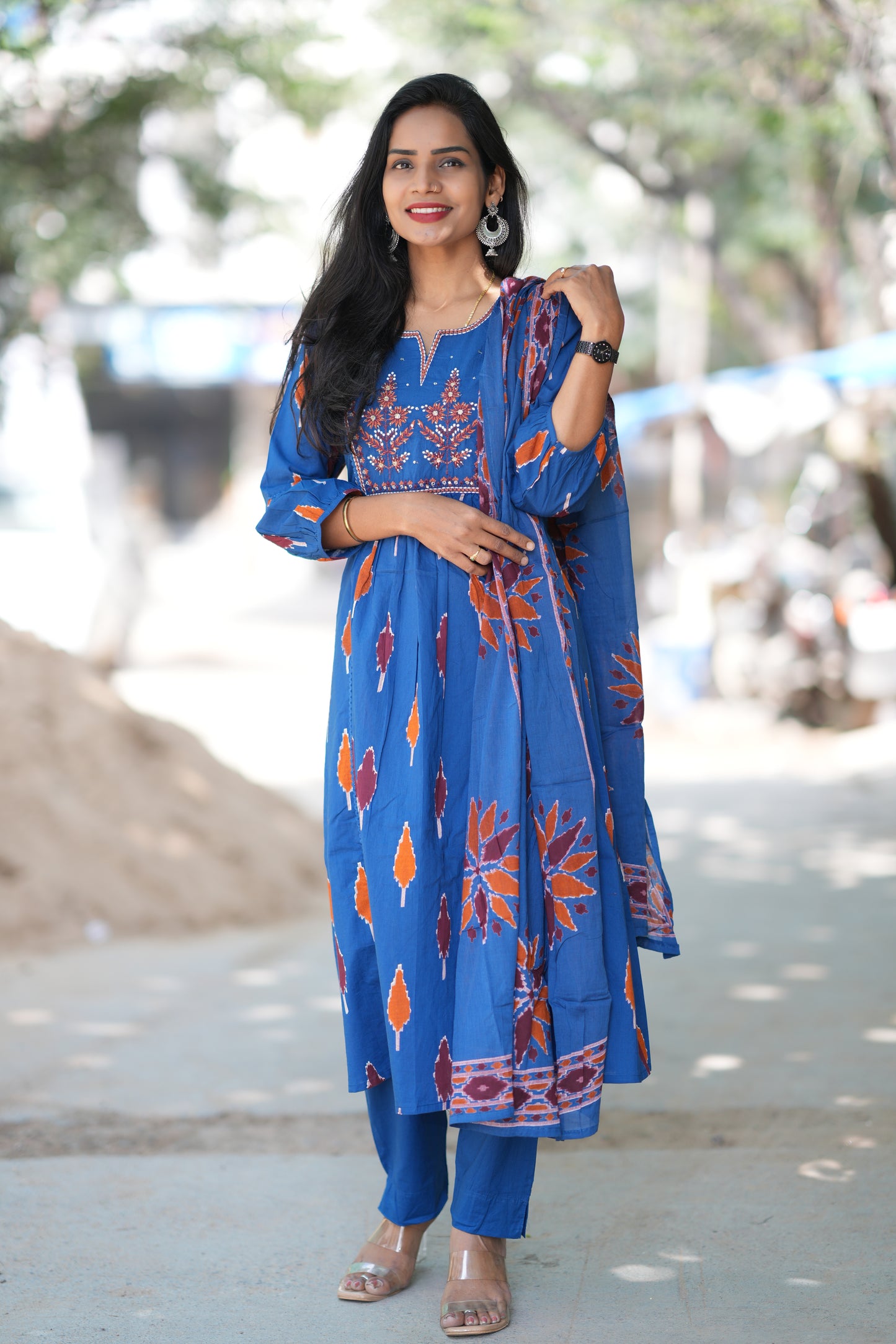 Blue Red Combo Jaipur Cotton 3 Piece Set