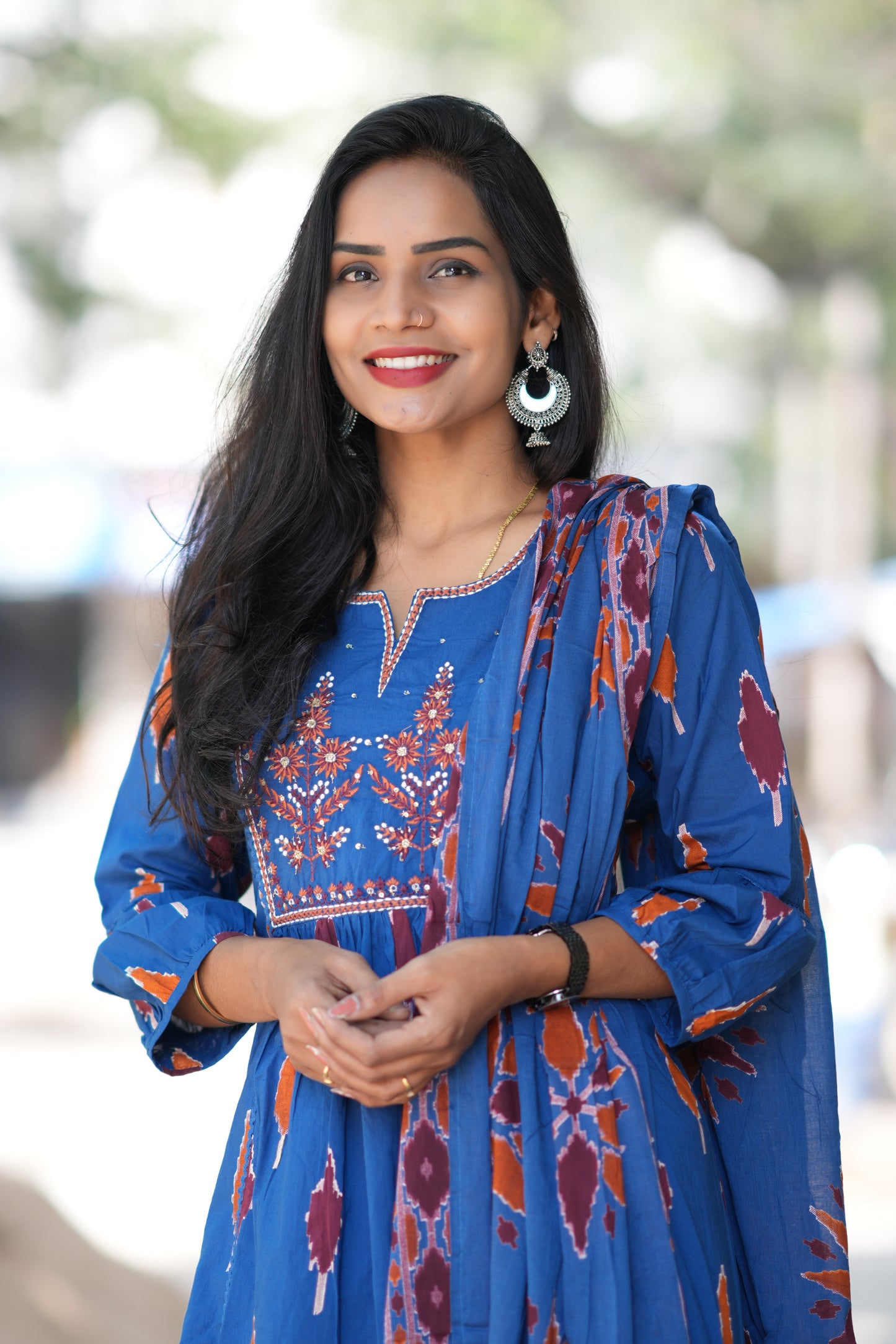 Blue Red Combo Jaipur Cotton 3 Piece Set