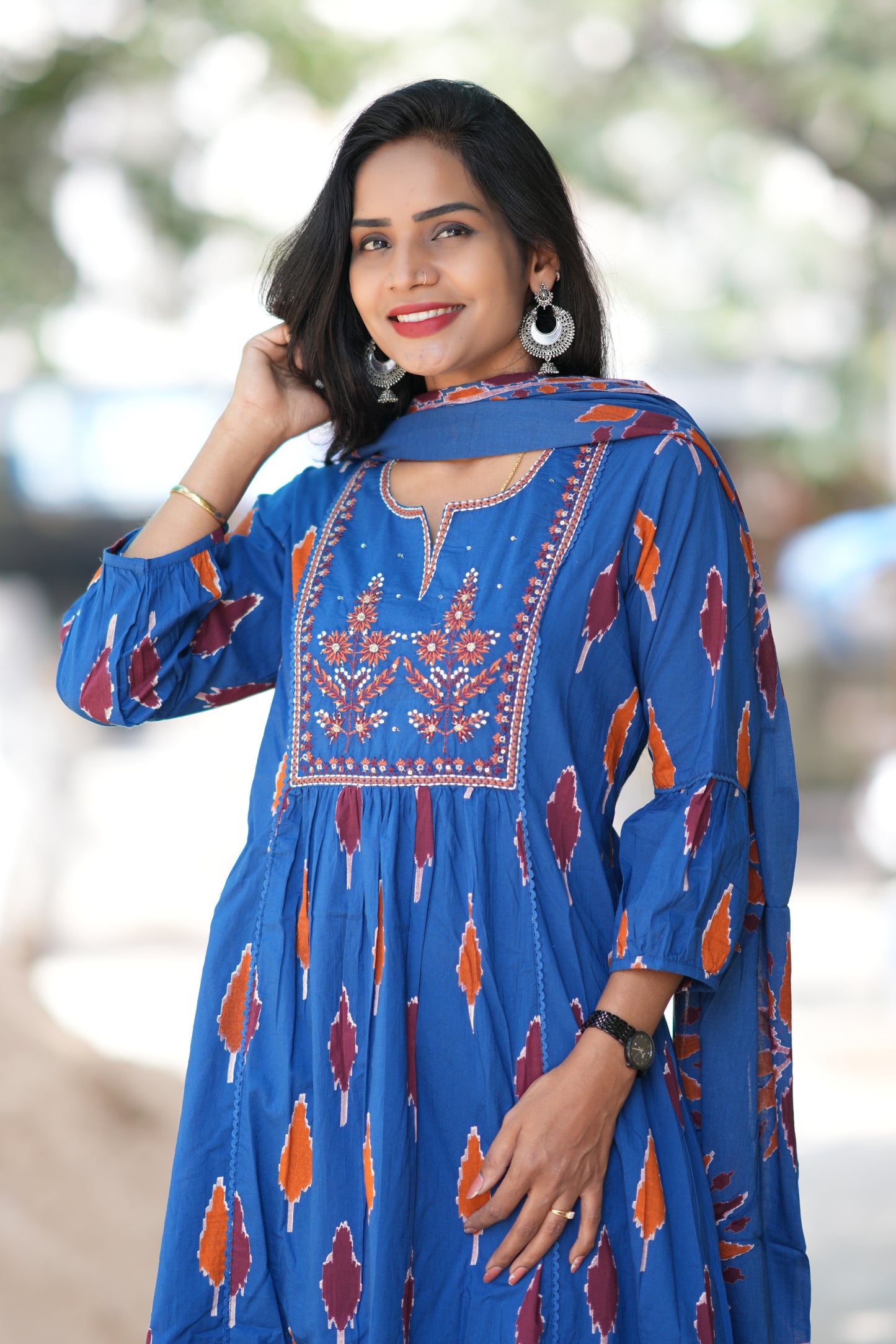 Blue Red Combo Jaipur Cotton 3 Piece Set