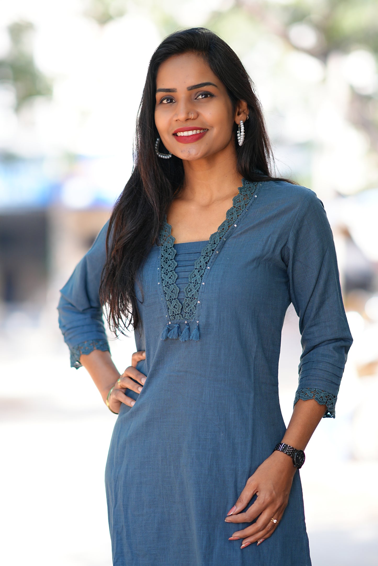Teal Blue Stylish Office Wear Codset