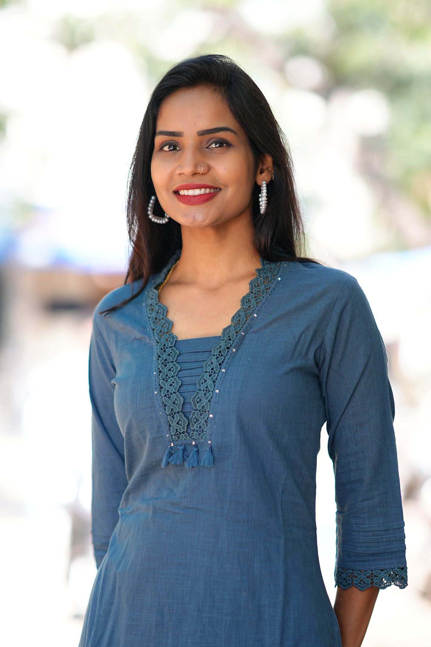 Teal Blue Stylish Office Wear Codset