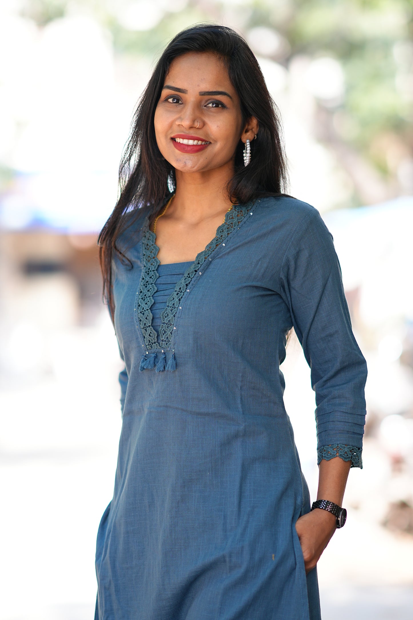 Teal Blue Stylish Office Wear Codset