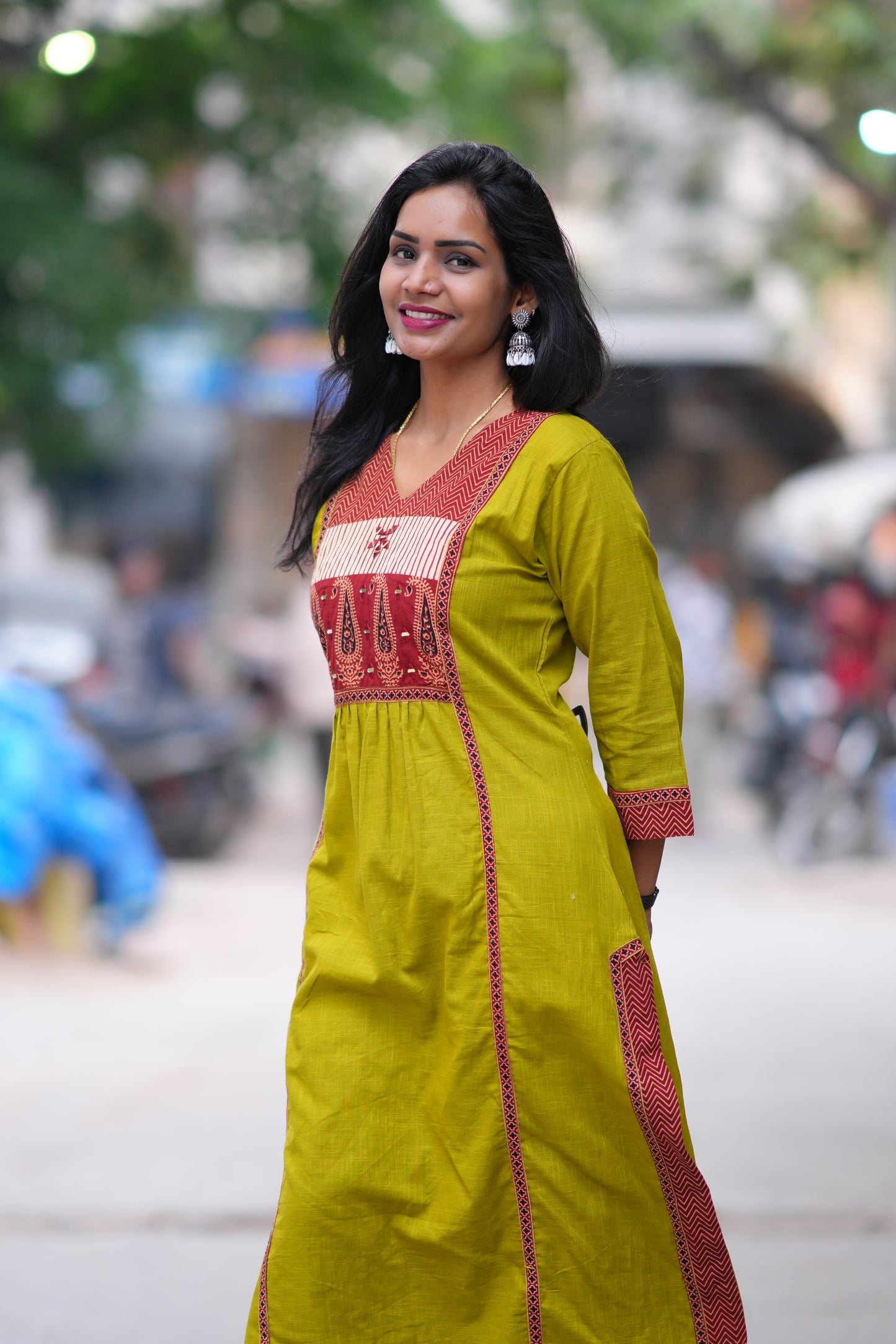 Mustard Yellow Jaipuri cotton Cord Set With Palazzo Pants