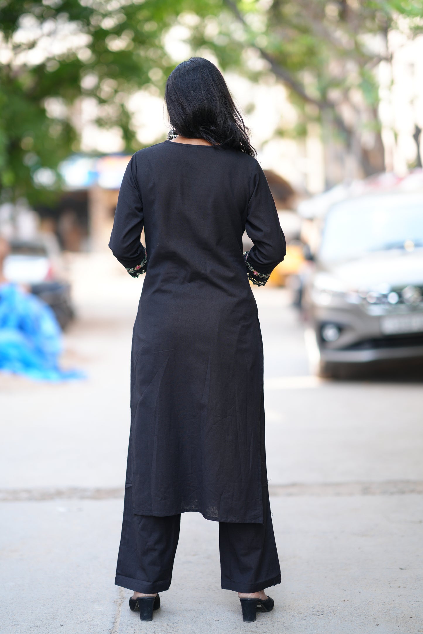 Black Color Jaipur Cotton With Heavy Embroidery Work