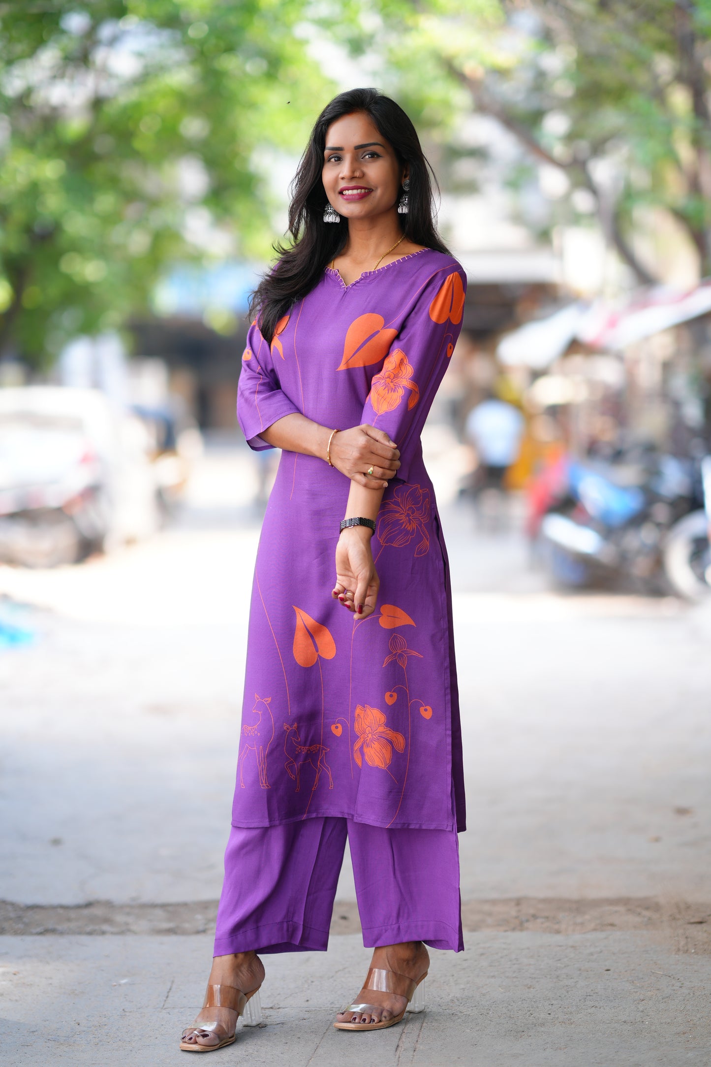 Purple Color Muslin Celebrity Inspired Cord Set