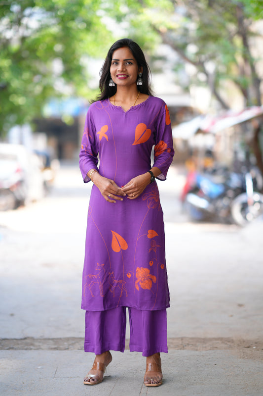 Purple Color Muslin Celebrity Inspired Cord Set