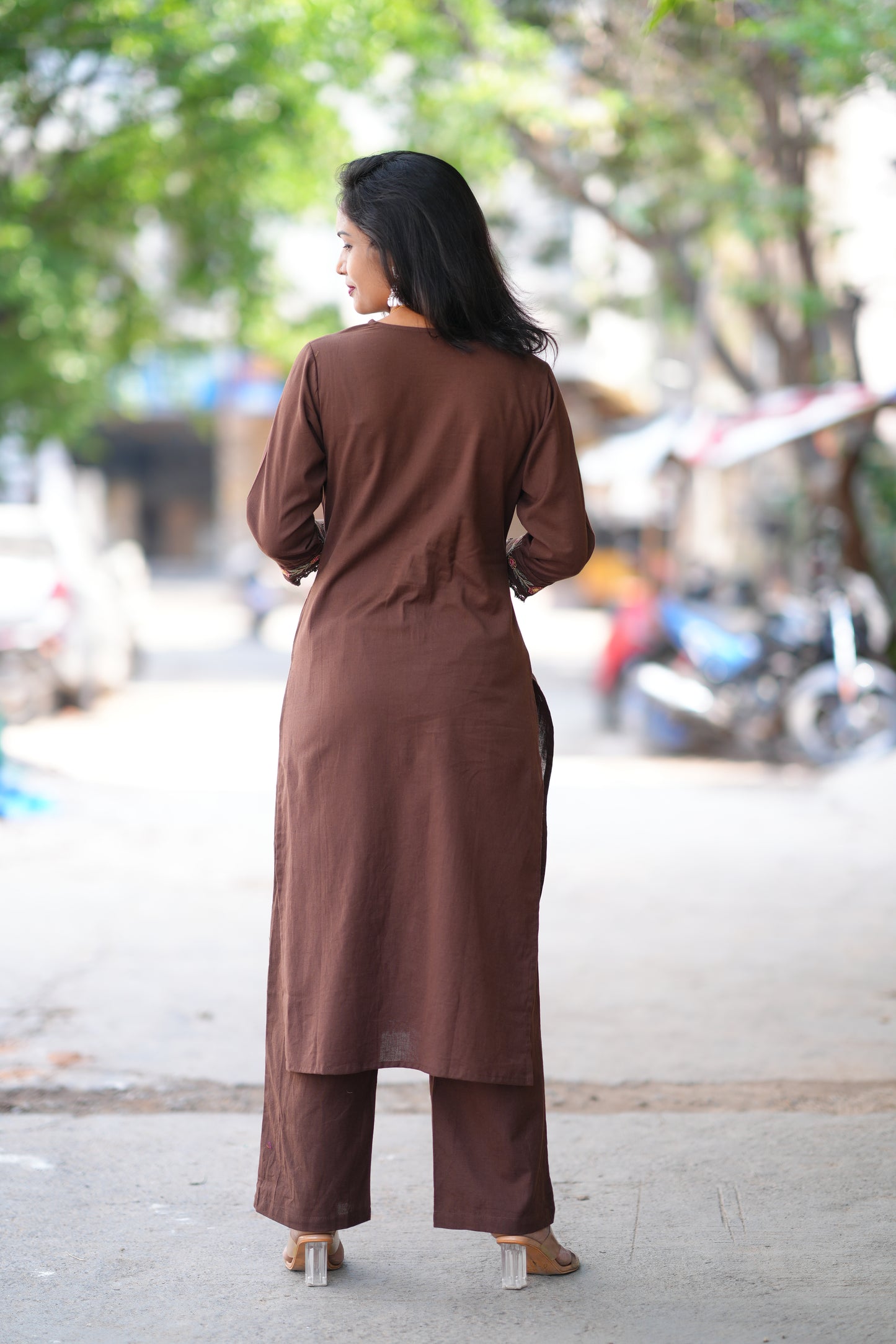 Brown Color Jaipur Cotton With Heavy Embroidery Work