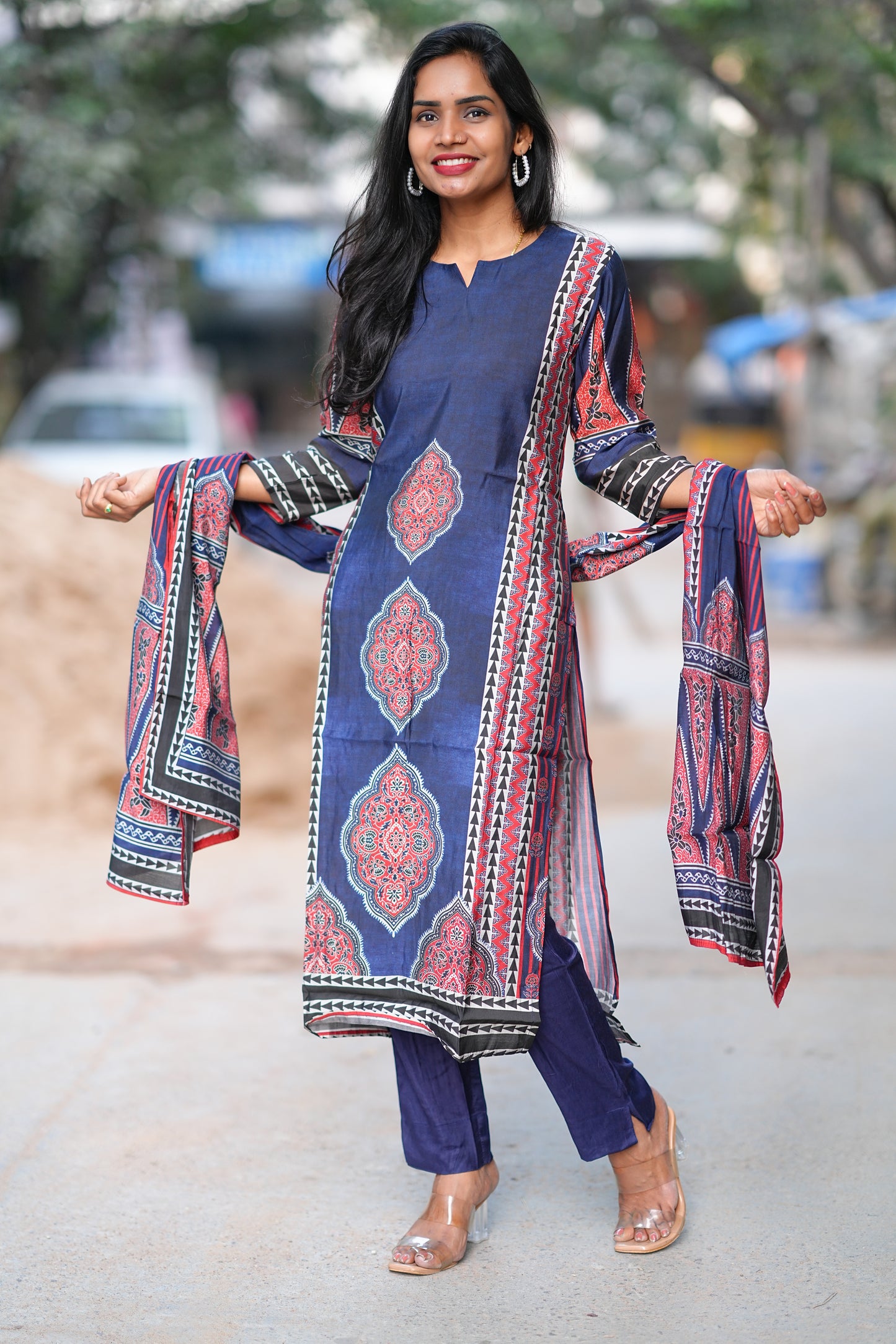 Soft Muslin Jaipur Digital Print 3 Piece Set