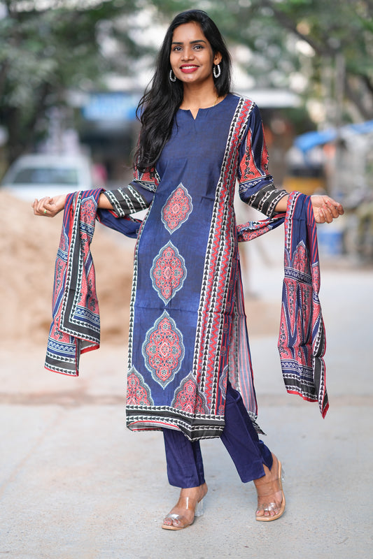 Soft Muslin Jaipur Digital Print 3 Piece Set