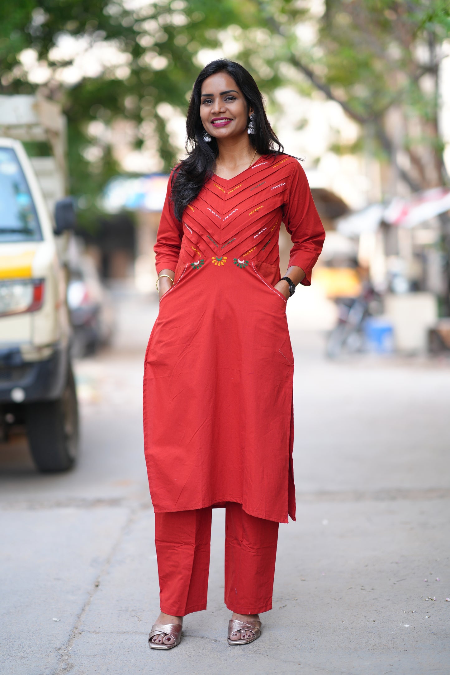 Maroon Color Jaipur Cotton Cordset With Plazzo Pant