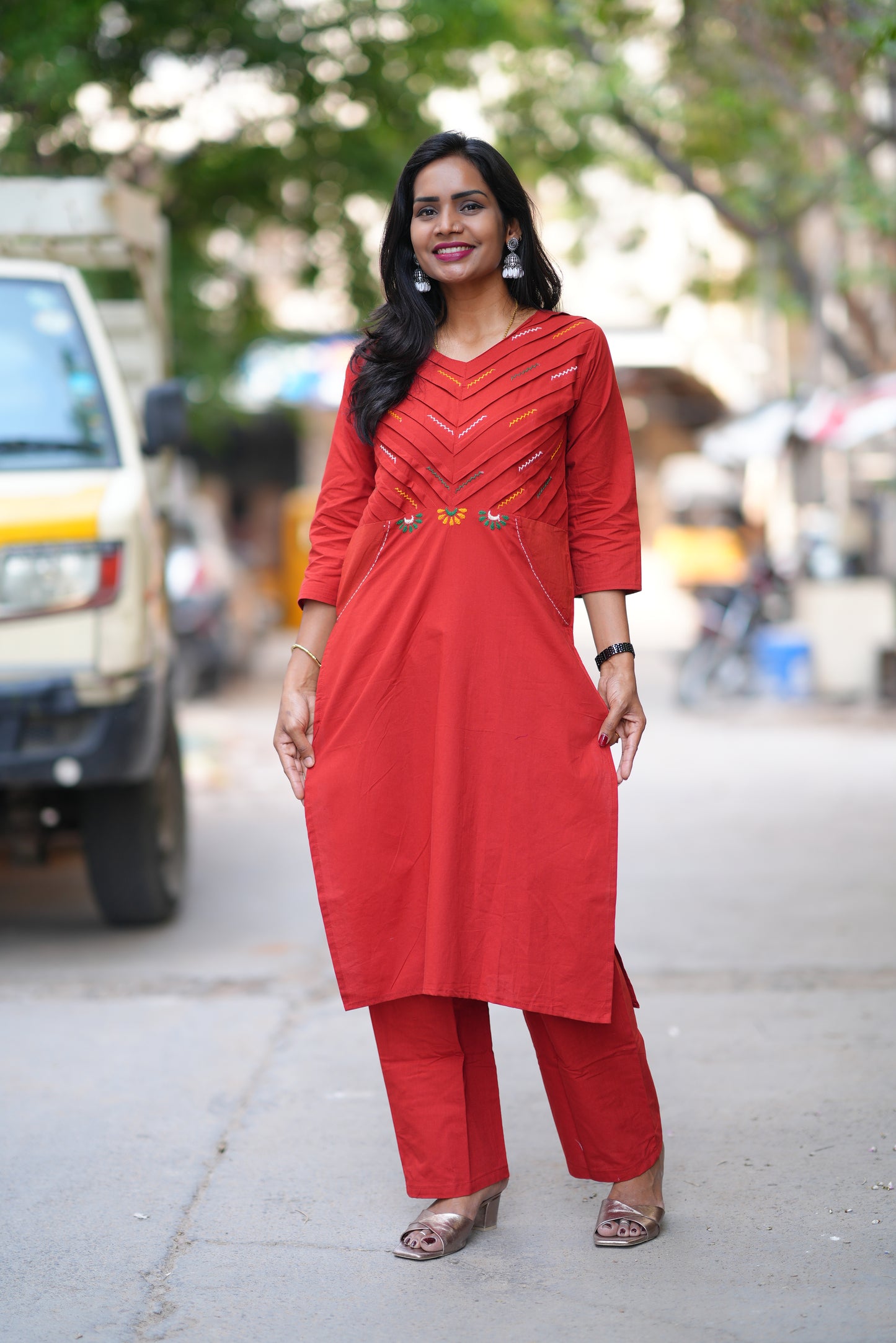 Maroon Color Jaipur Cotton Cordset With Plazzo Pant