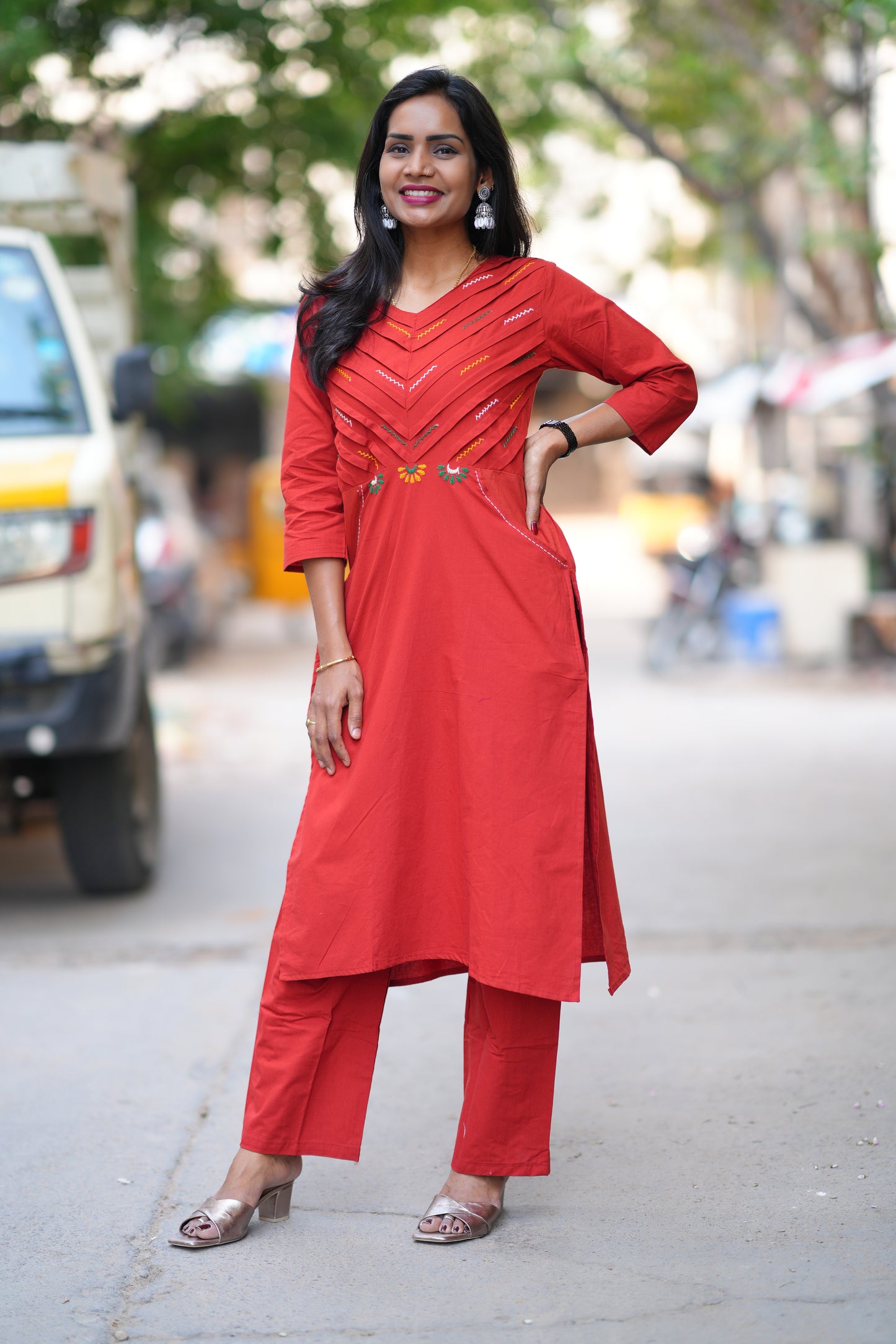 Maroon Color Jaipur Cotton Cordset With Plazzo Pant