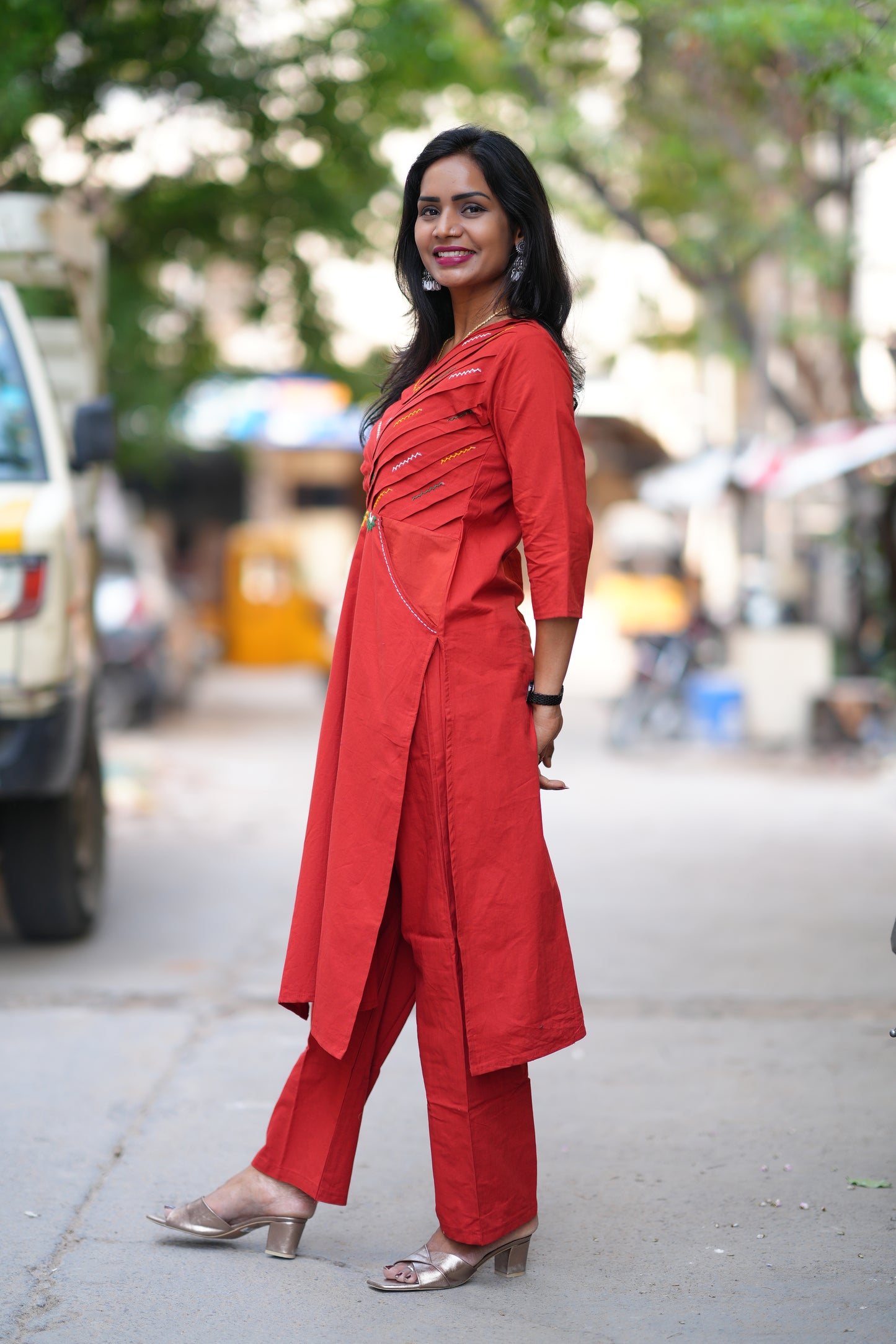 Maroon Color Jaipur Cotton Cordset With Plazzo Pant