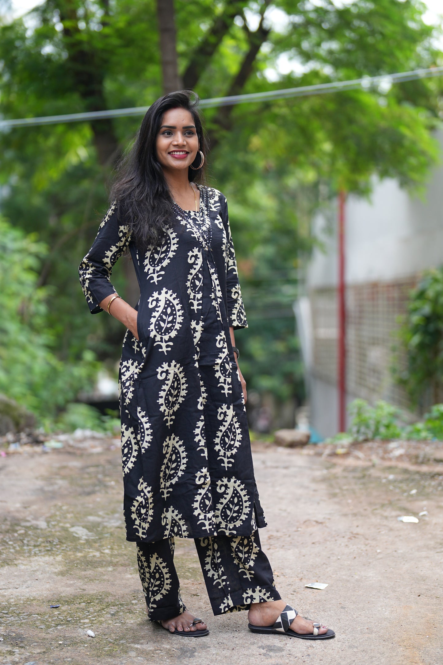 Black Color Pure Cotton Designer Cord Set