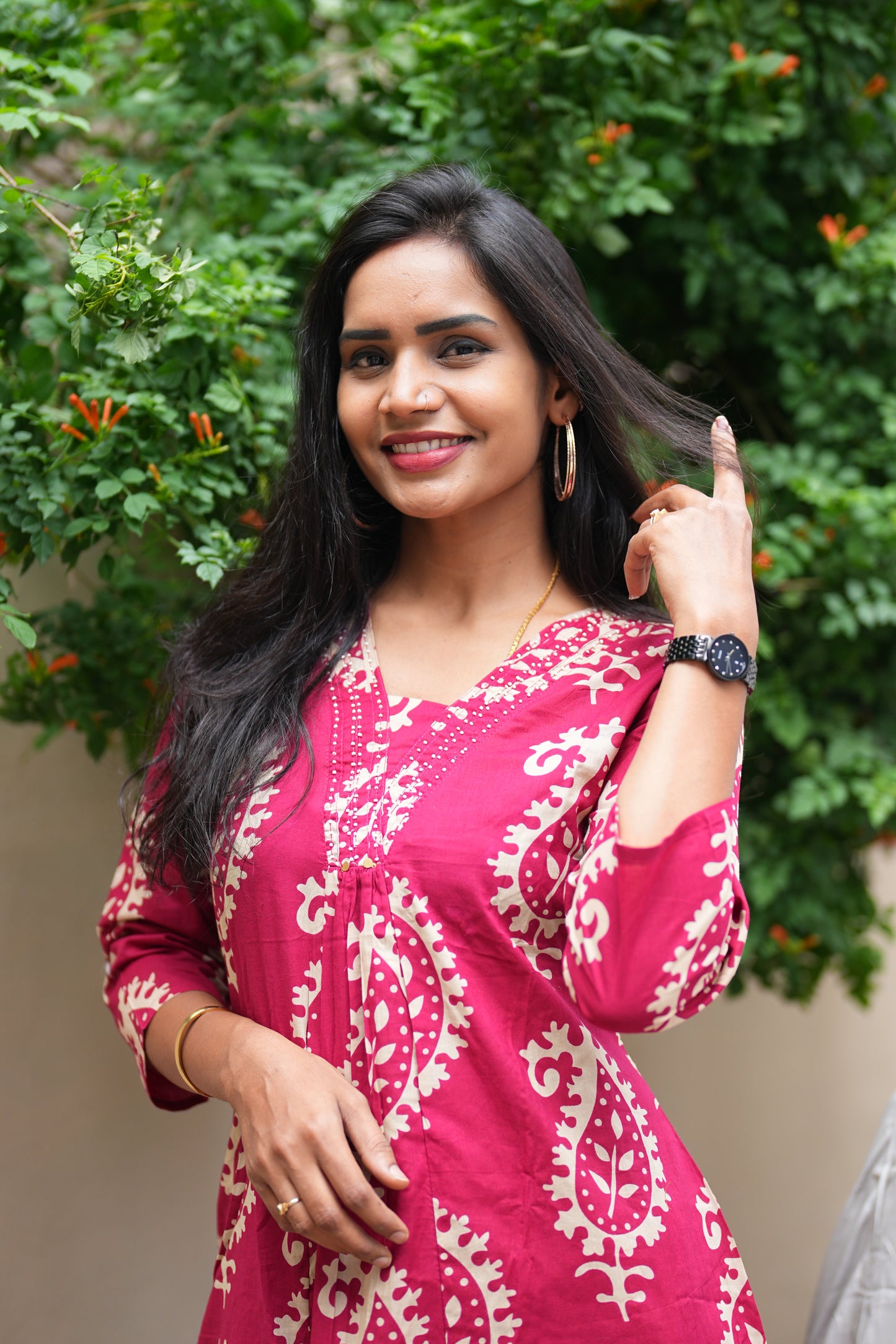 Dark Pink Color Pure Cotton Designer Cord Set