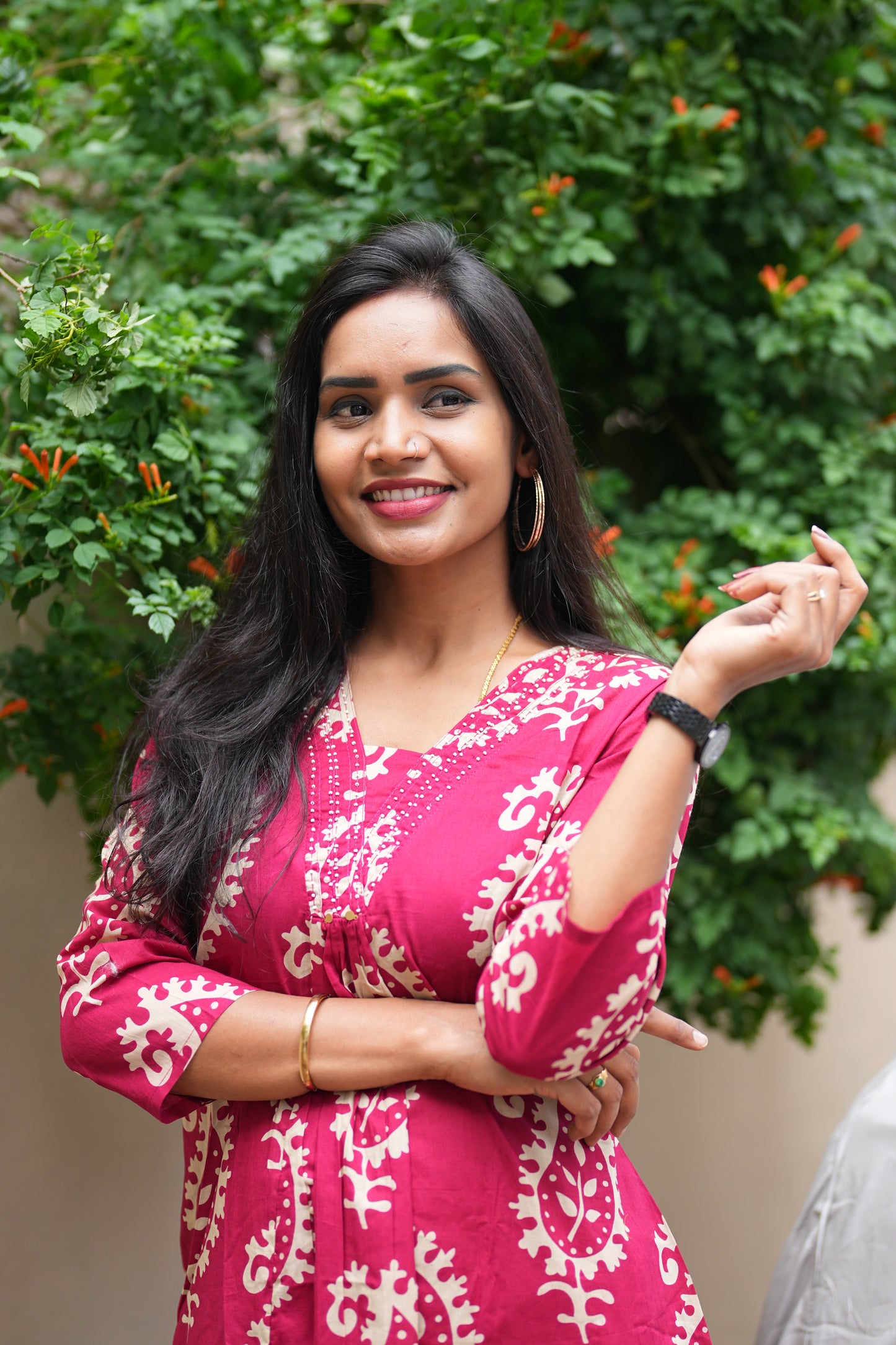 Dark Pink Color Pure Cotton Designer Cord Set