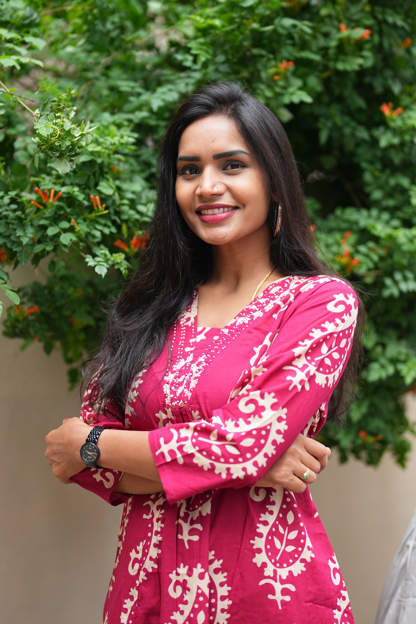 Dark Pink Color Pure Cotton Designer Cord Set