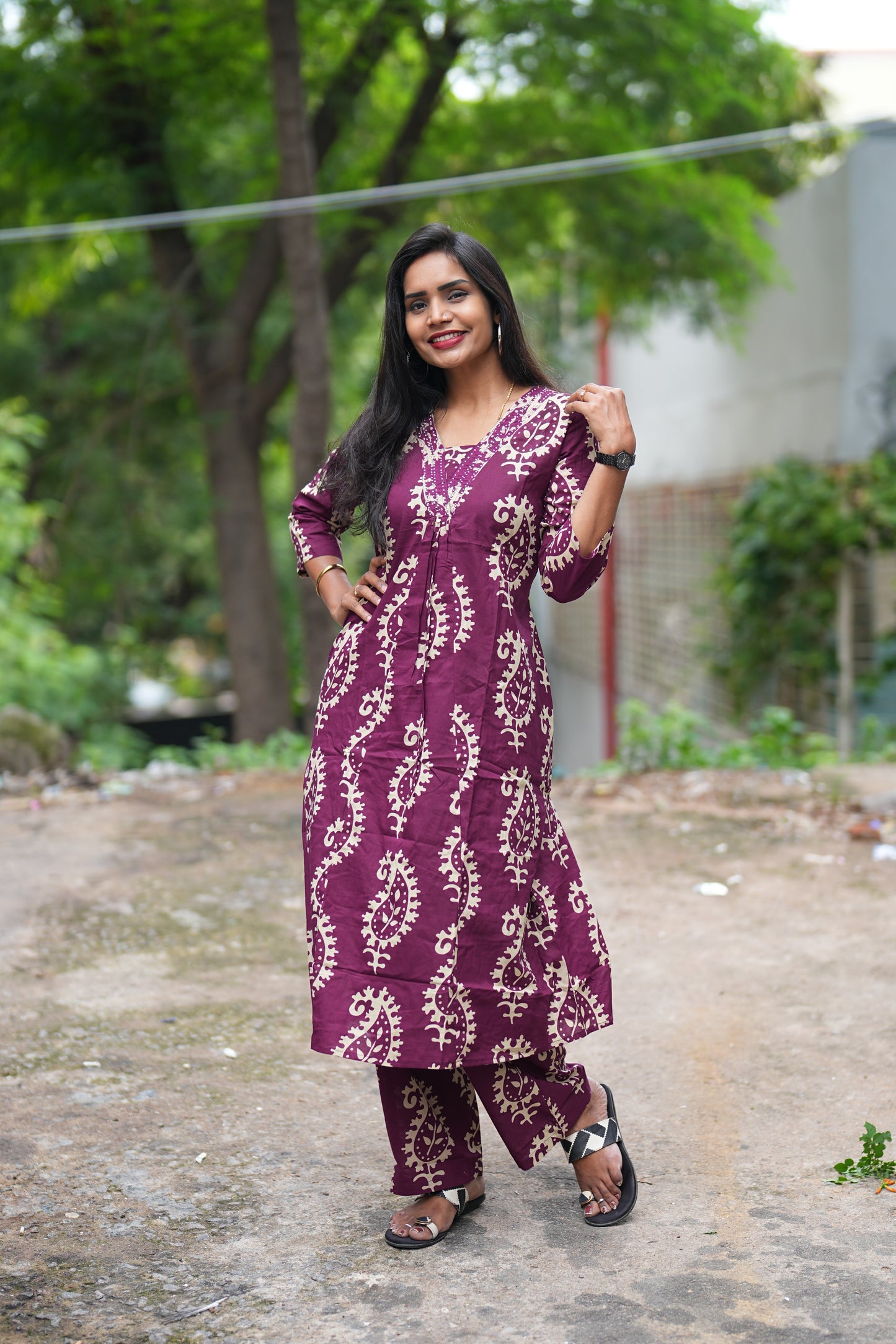 Purple Color Pure Cotton Designer Cord Set