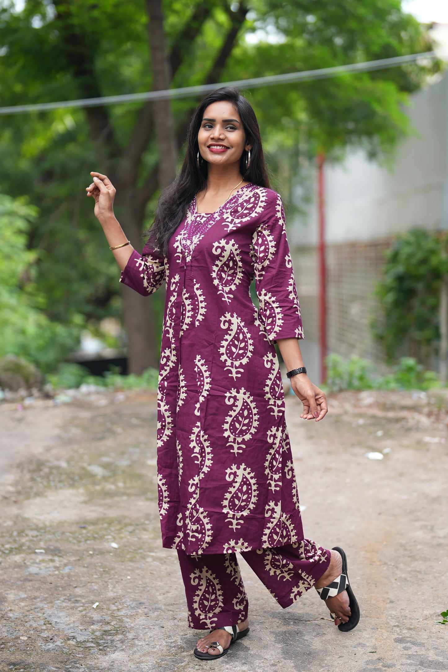 Purple Color Pure Cotton Designer Cord Set