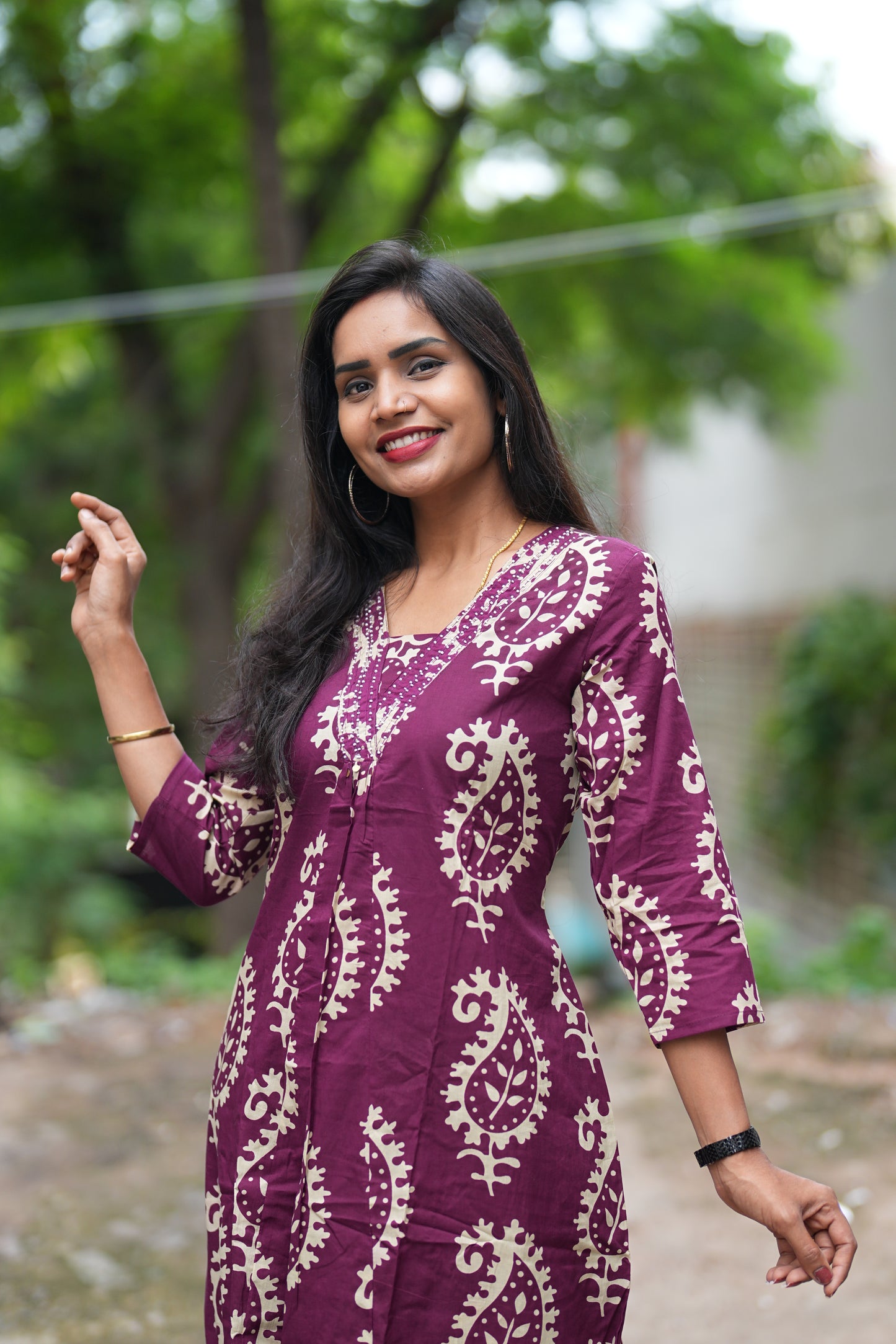 Purple Color Pure Cotton Designer Cord Set