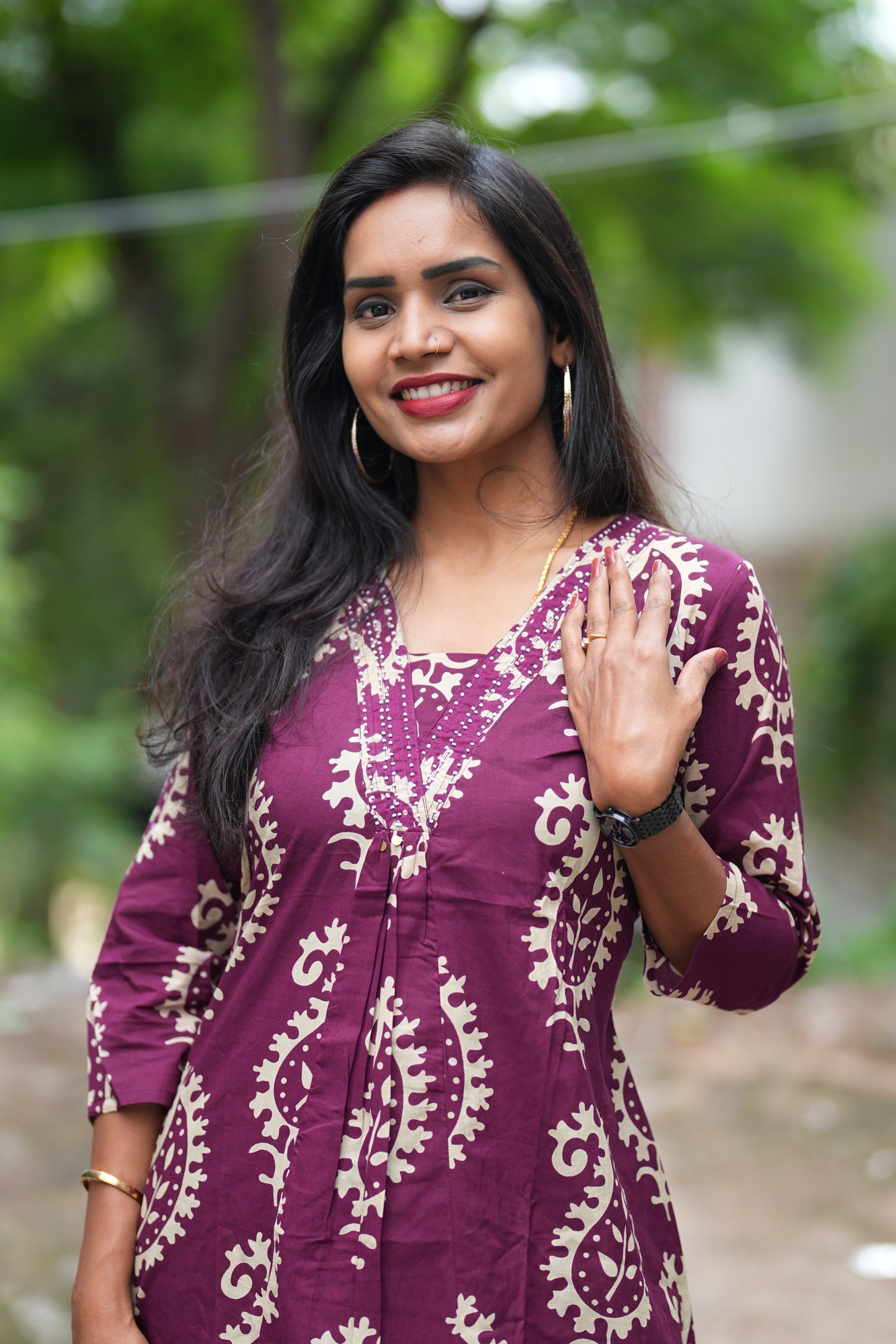 Purple Color Pure Cotton Designer Cord Set