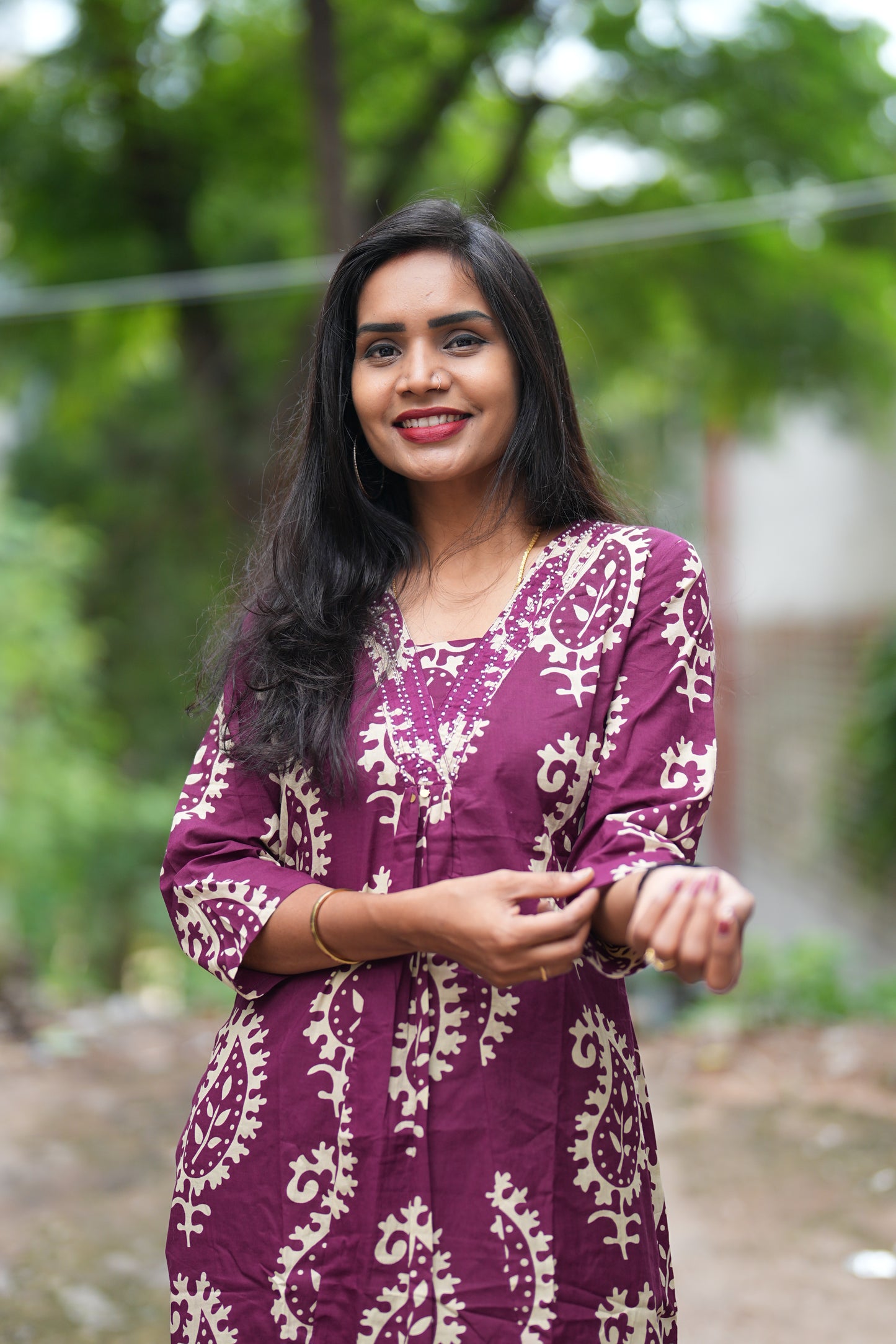 Purple Color Pure Cotton Designer Cord Set