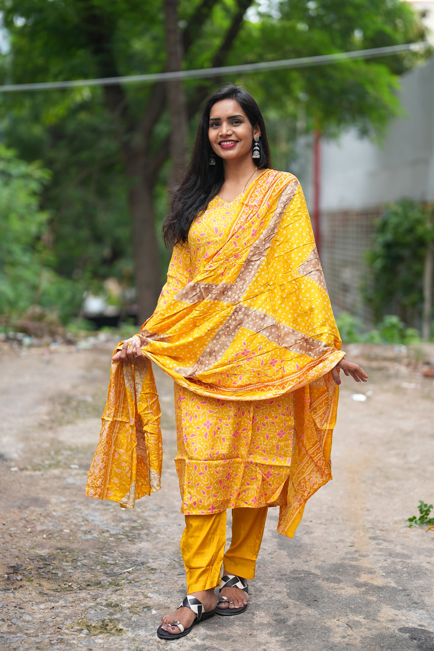Yellow Color Pure Lenzing Silk 3 Piece Set