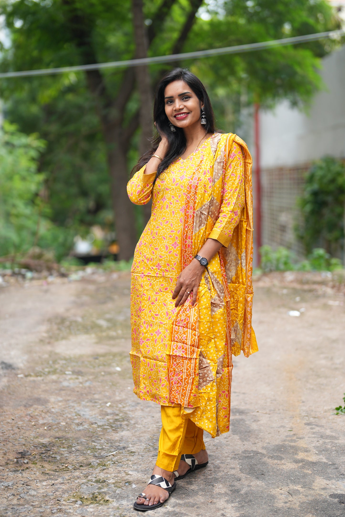 Yellow Color Pure Lenzing Silk 3 Piece Set