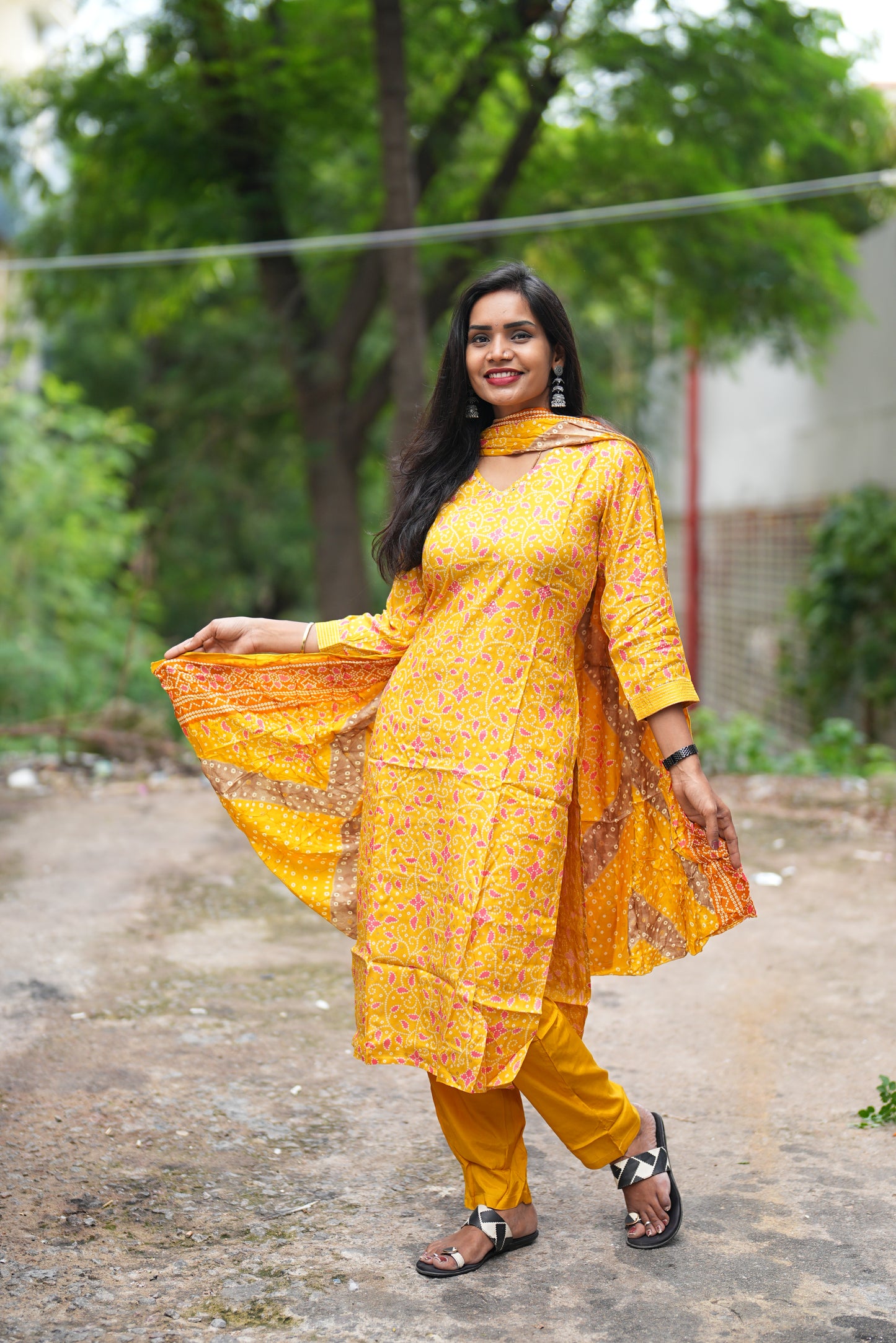 Yellow Color Pure Lenzing Silk 3 Piece Set