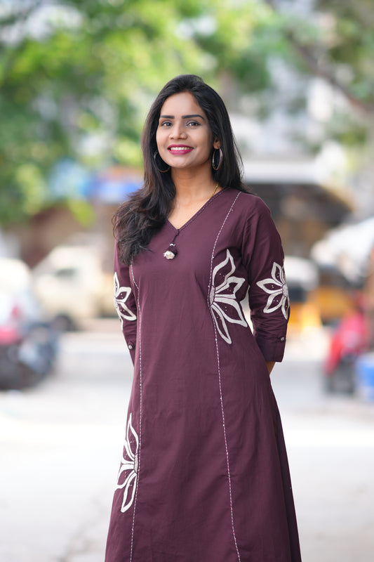 Wine Color Designer Jaipur Cotton Office Wear Cordset