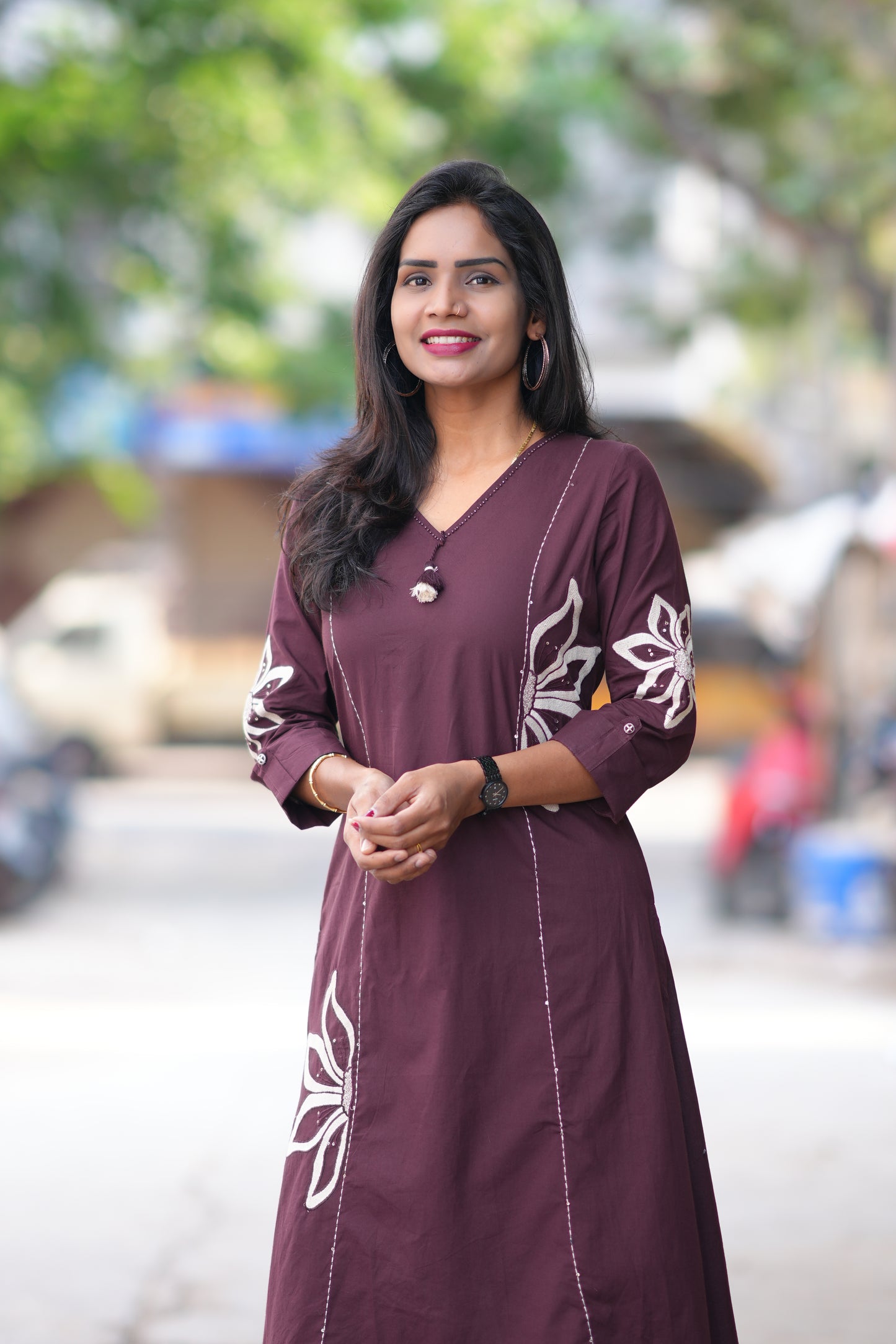 Wine Color Designer Jaipur Cotton Office Wear Cordset